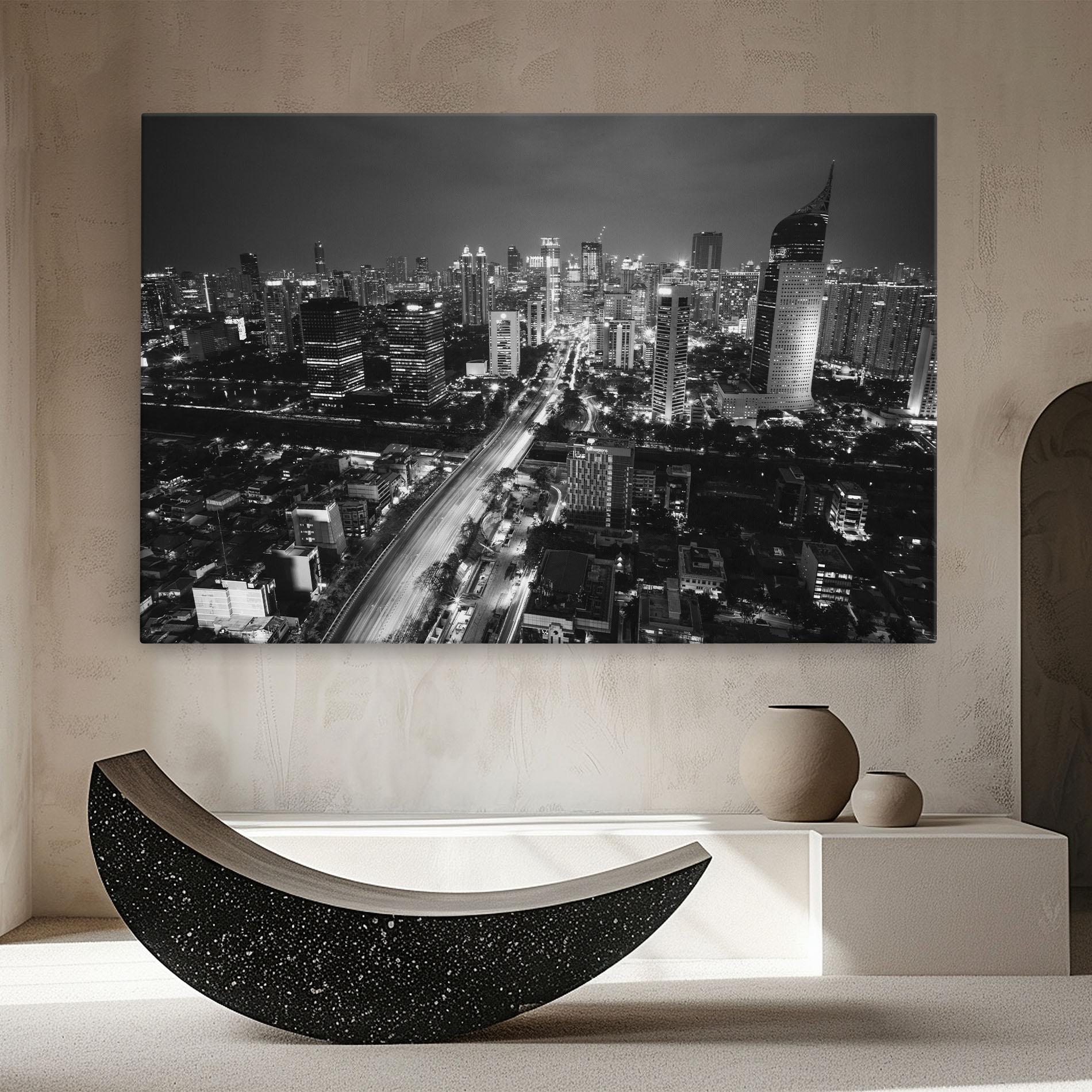 Tablou Canvas Grey Lights City mockup 8