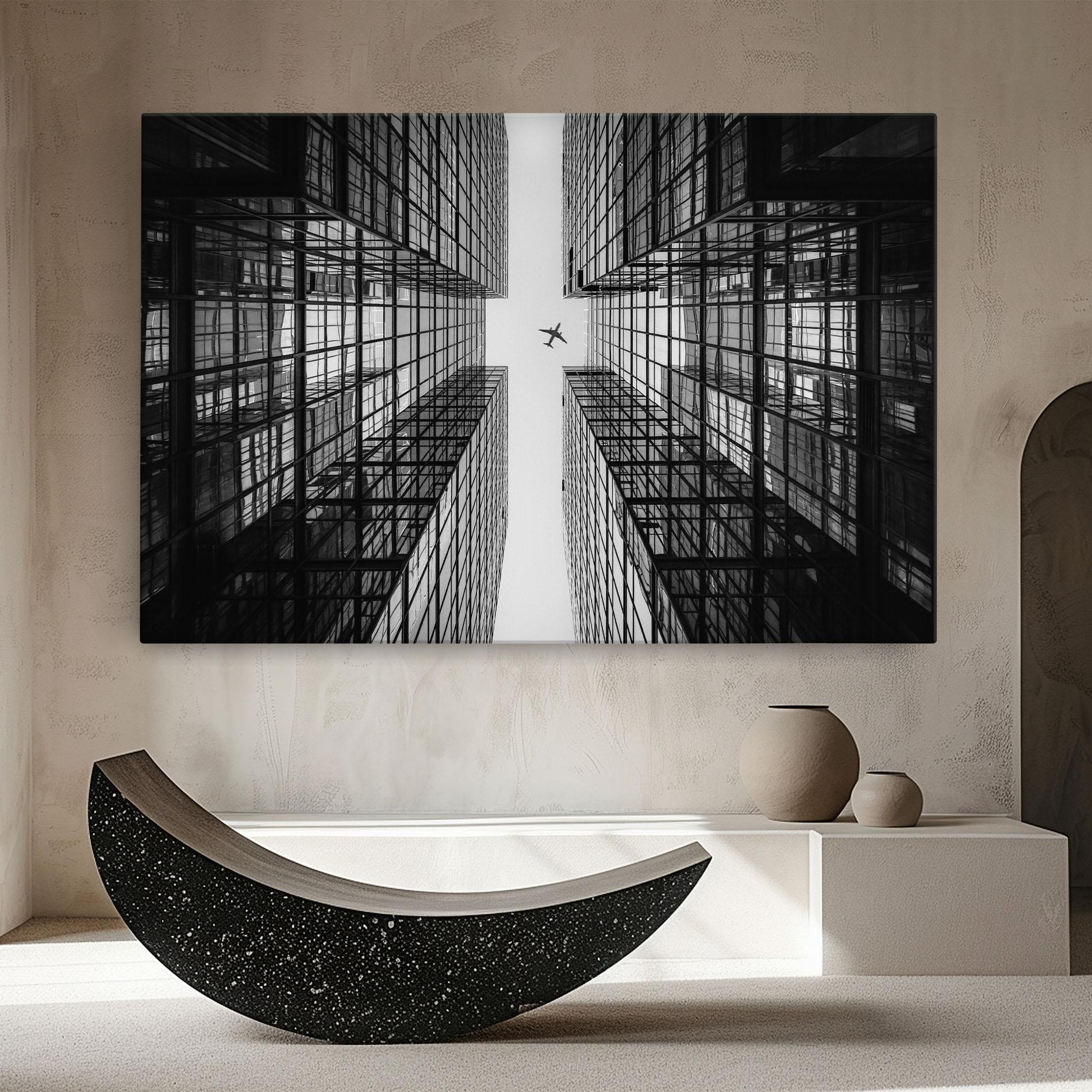 Tablou Canvas Plane Grey Building mockup 8