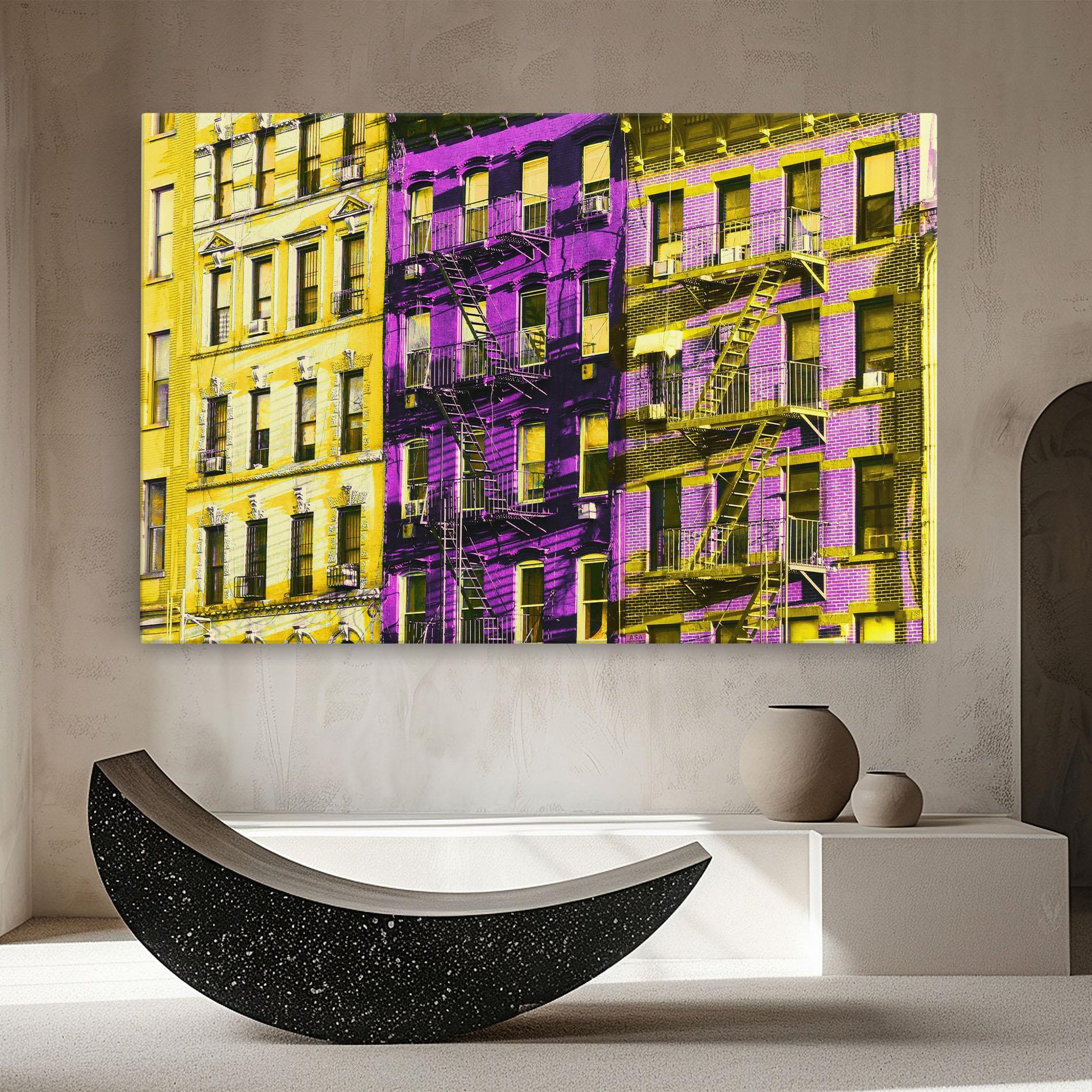 Tablou Canvas Yellow Purple Building mockup 8