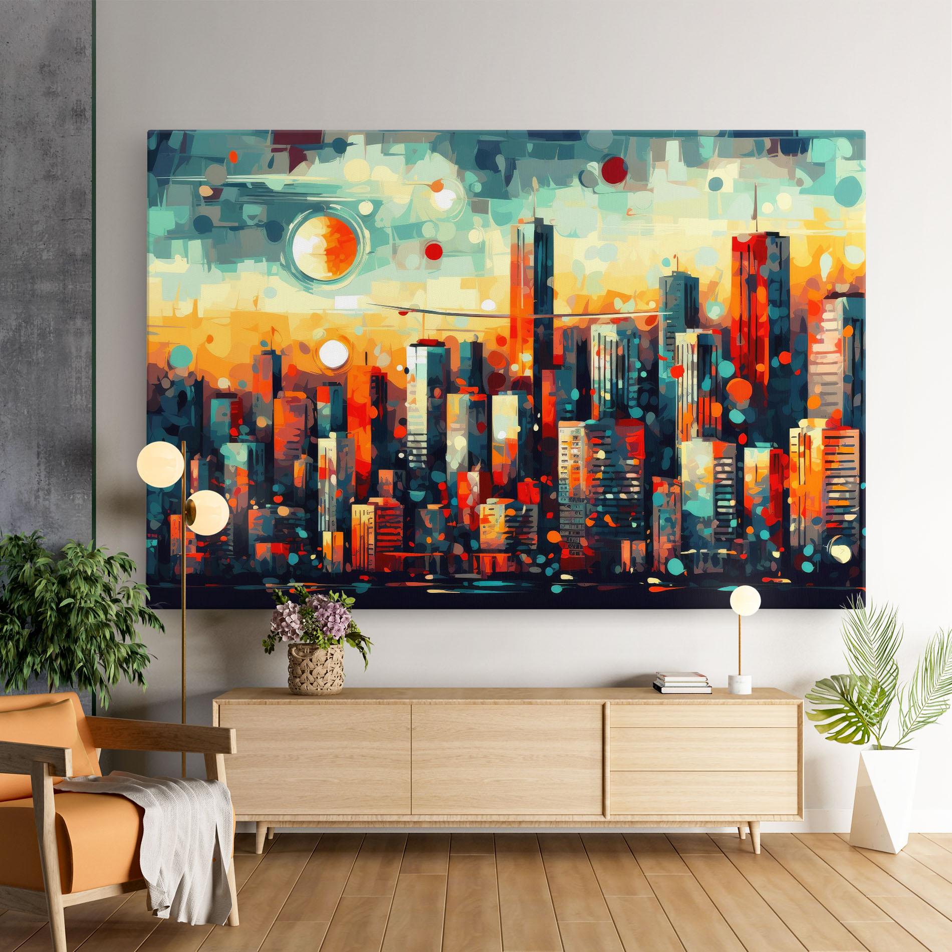 Tablou Canvas Colorful City Painting mockup 9