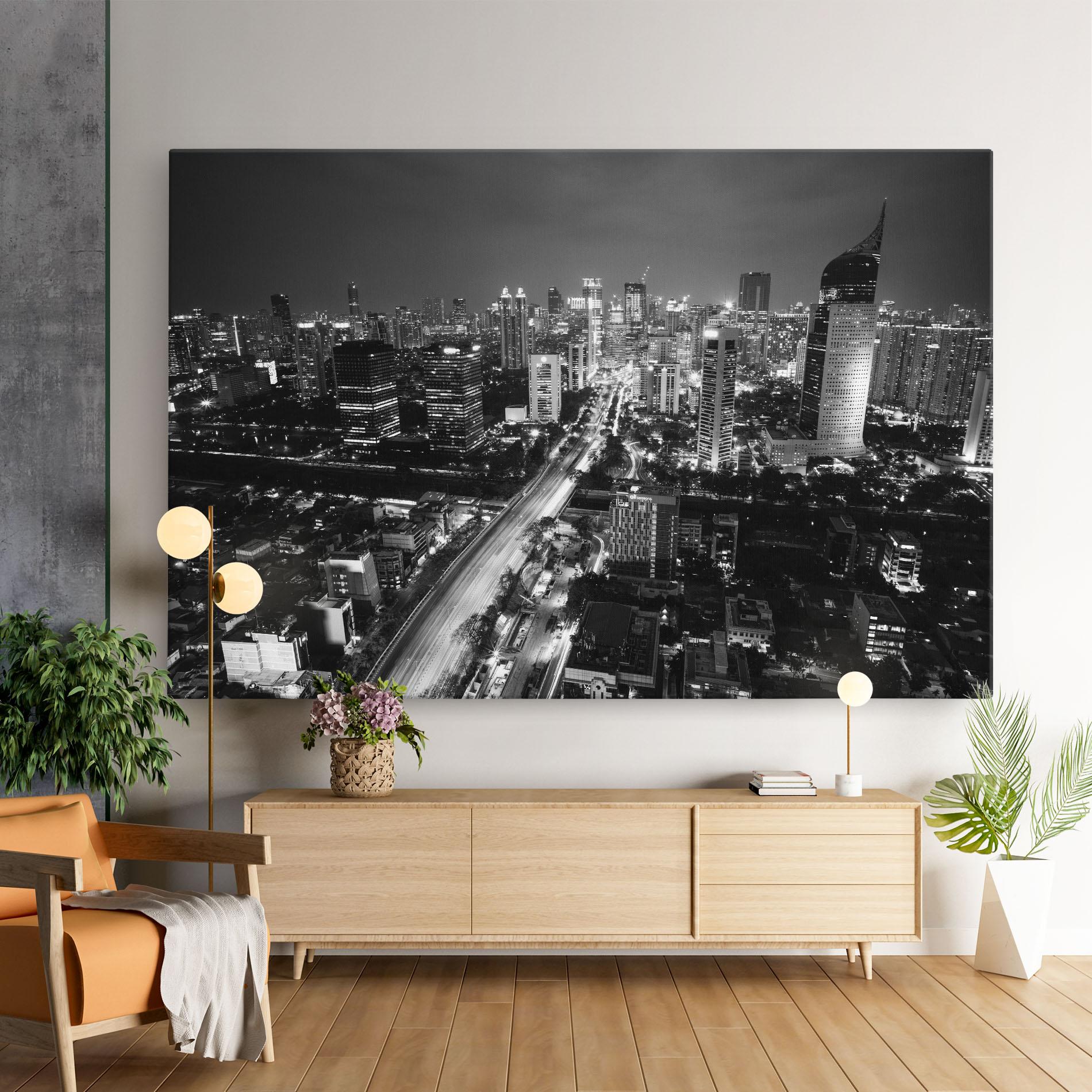 Tablou Canvas Grey Lights City mockup 9