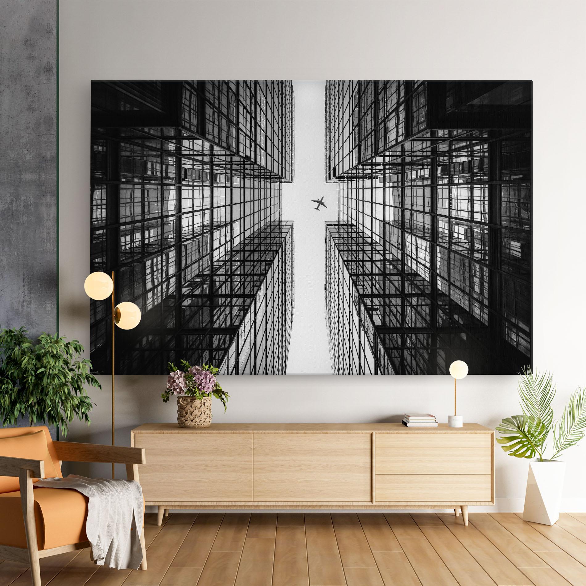 Tablou Canvas Plane Grey Building mockup 9
