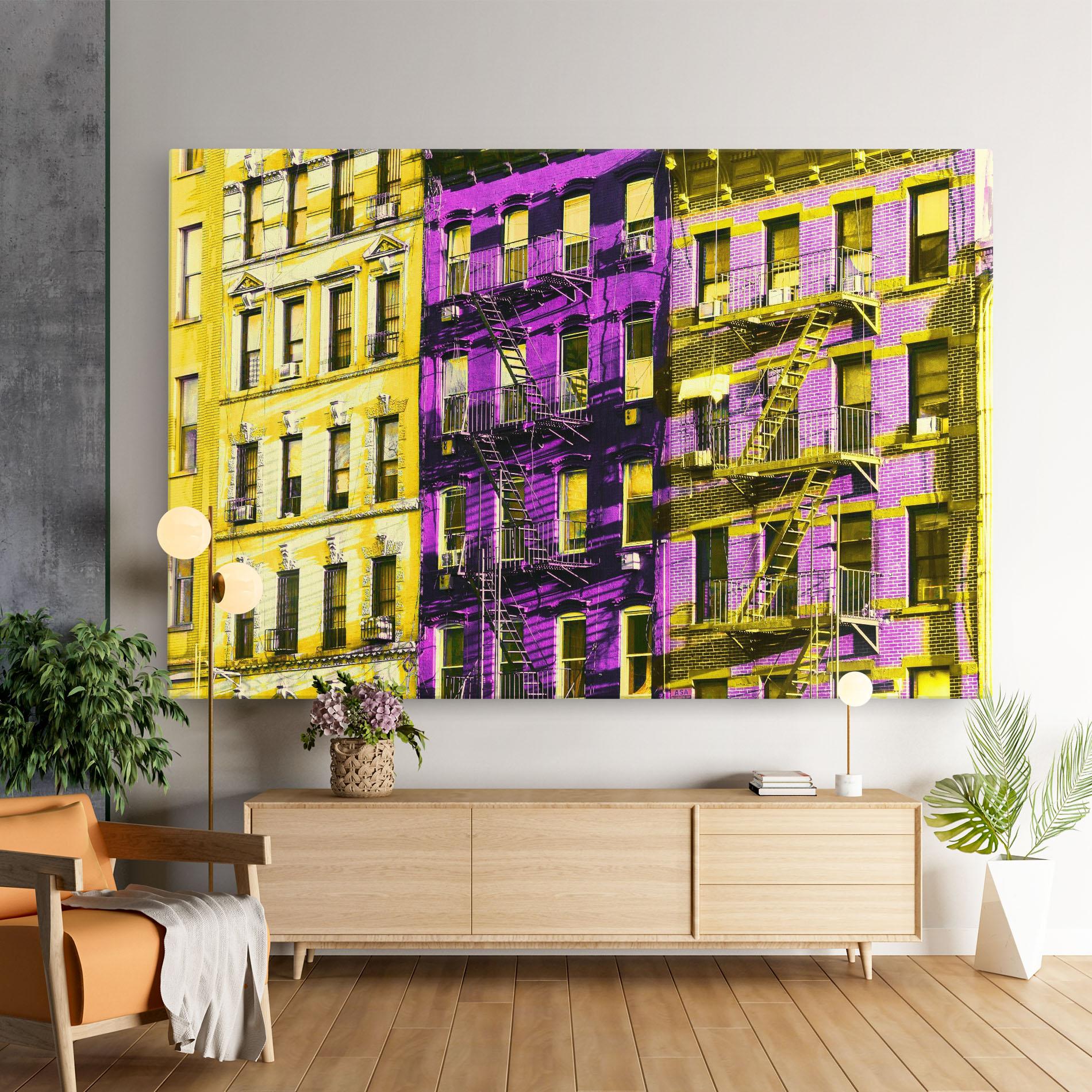 Tablou Canvas Yellow Purple Building mockup 9