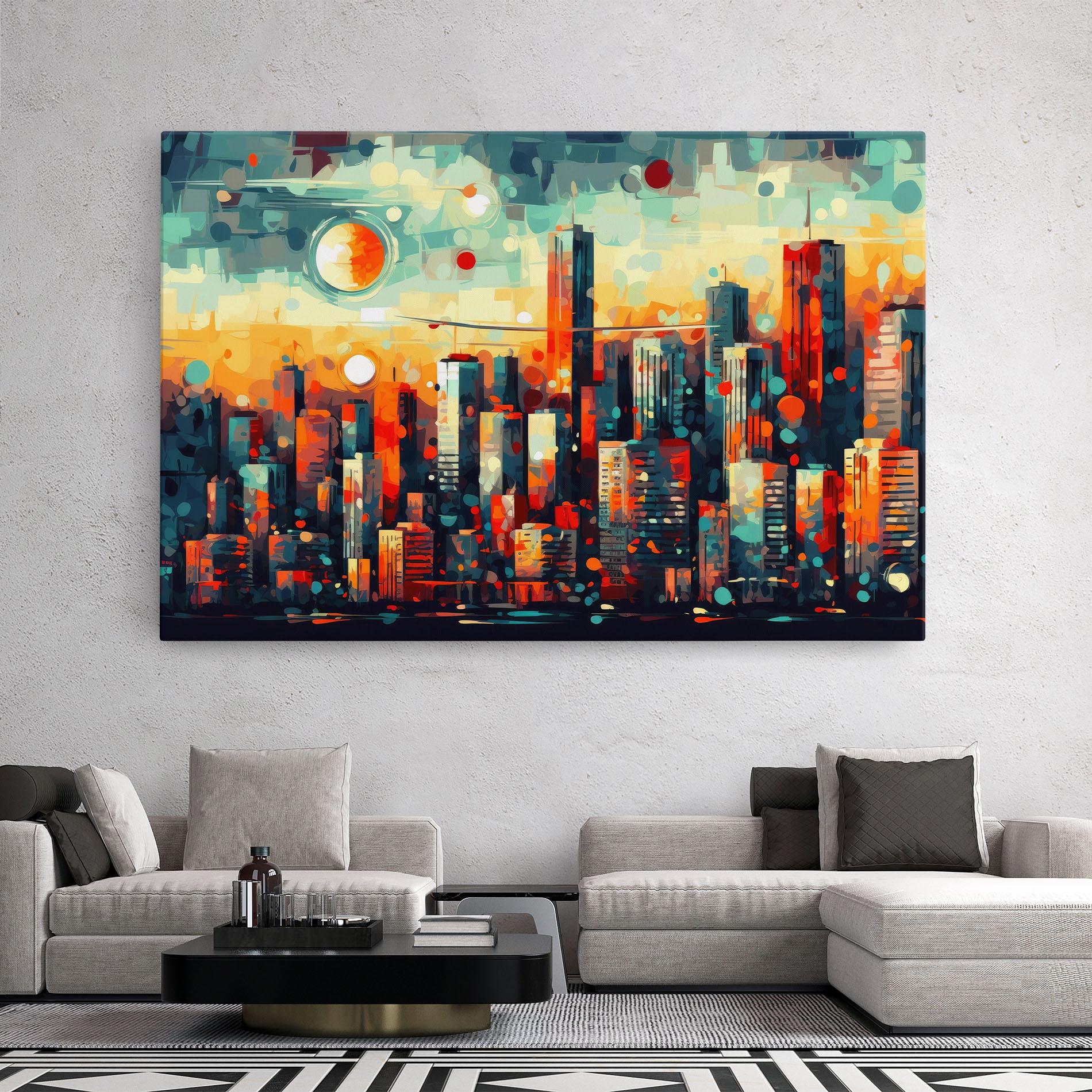 Tablou Canvas Colorful City Painting mockup 2