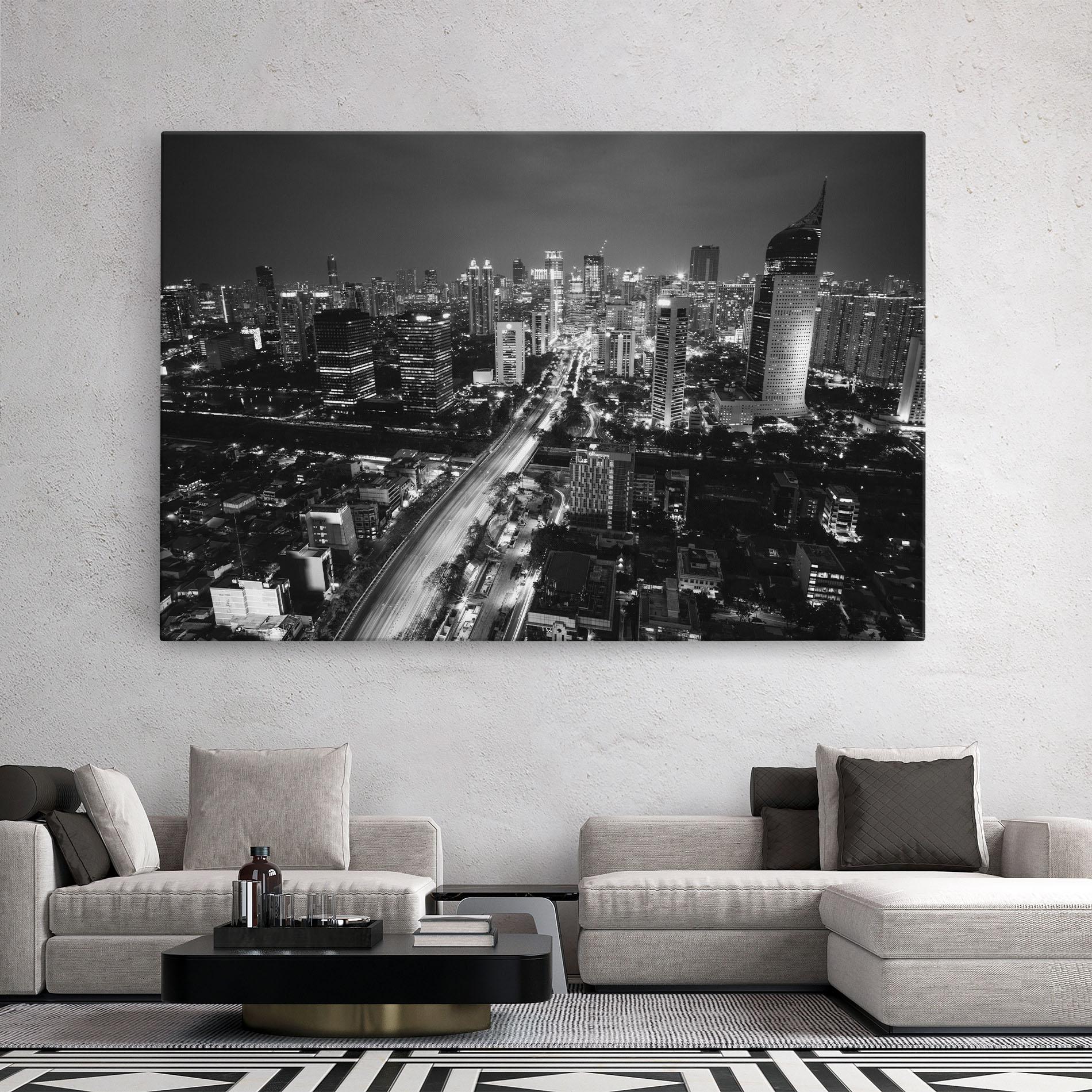 Tablou Canvas Grey Lights City mockup 2