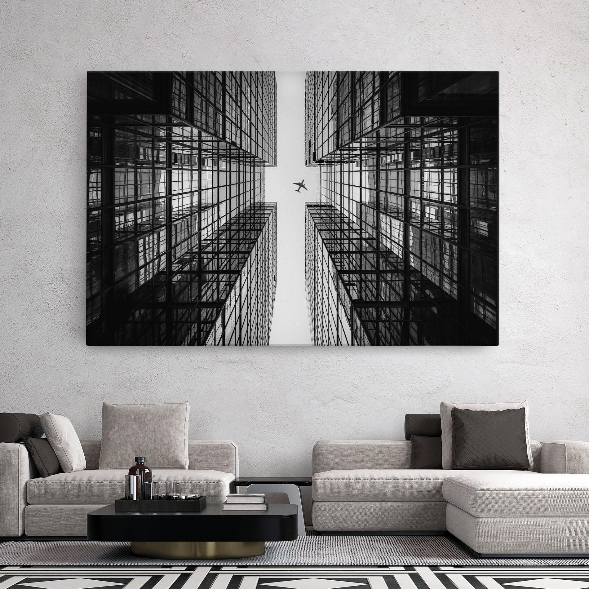 Tablou Canvas Plane Grey Building mockup 2