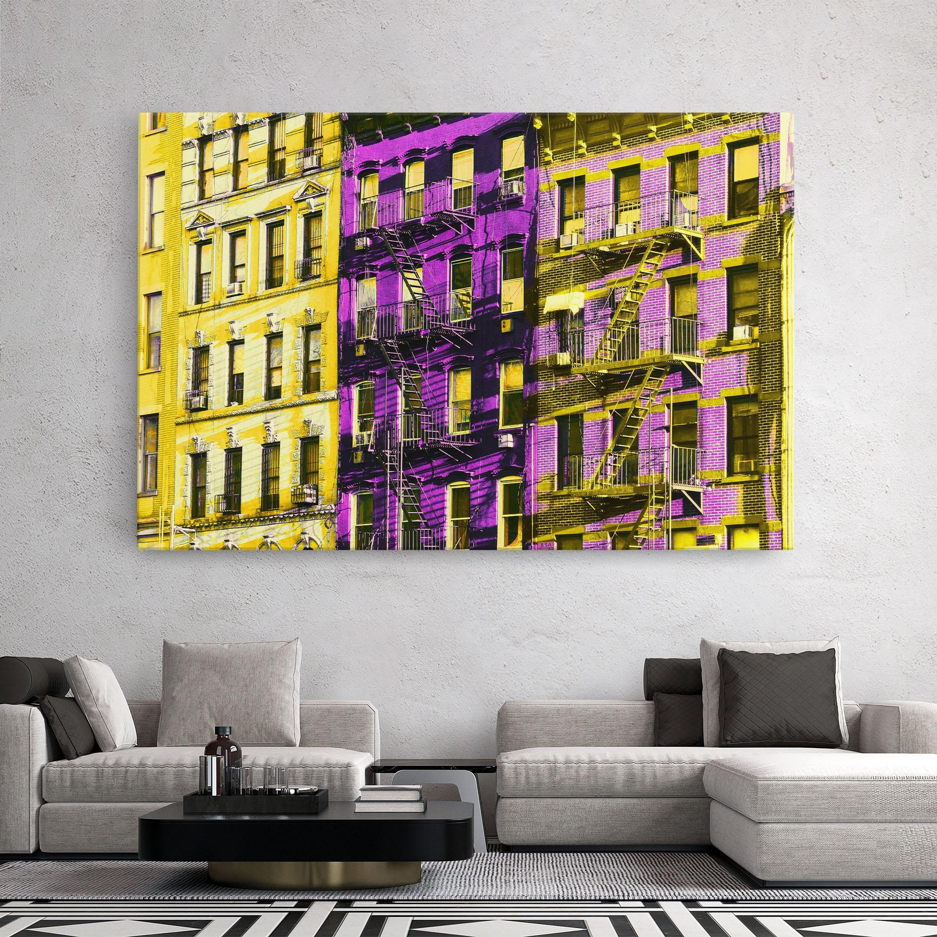 Tablou Canvas Yellow Purple Building mockup 2