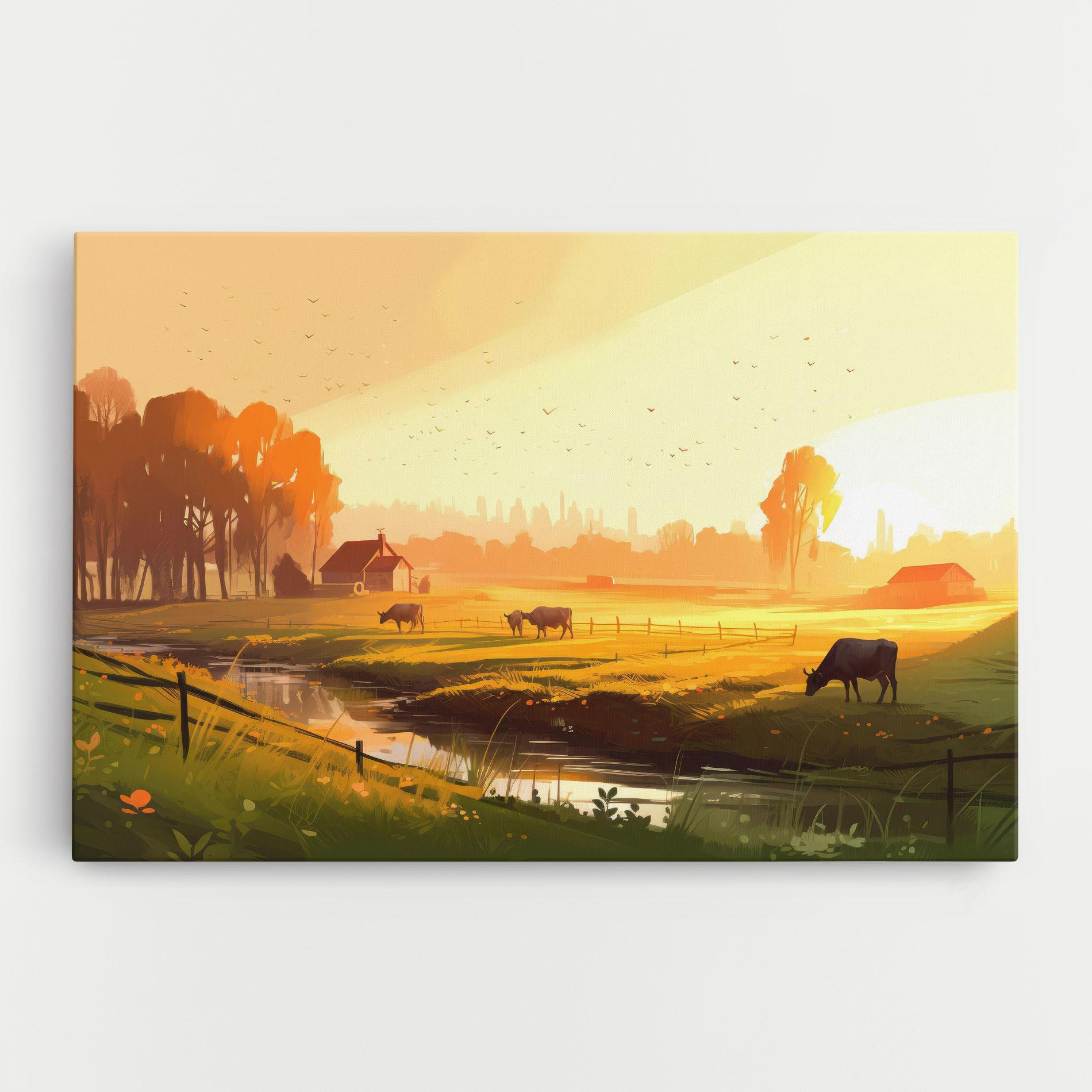 Tablou Canvas Sunlight Cows mockup 0