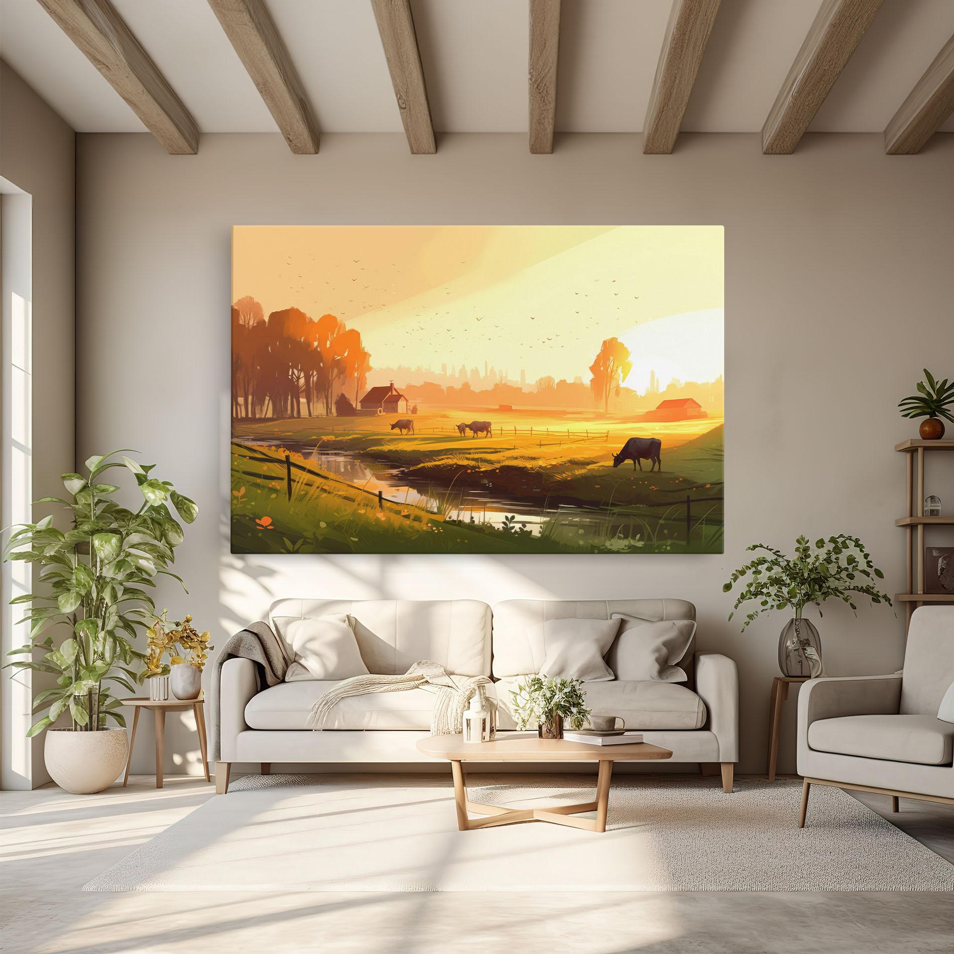 Tablou Canvas Sunlight Cows mockup 6