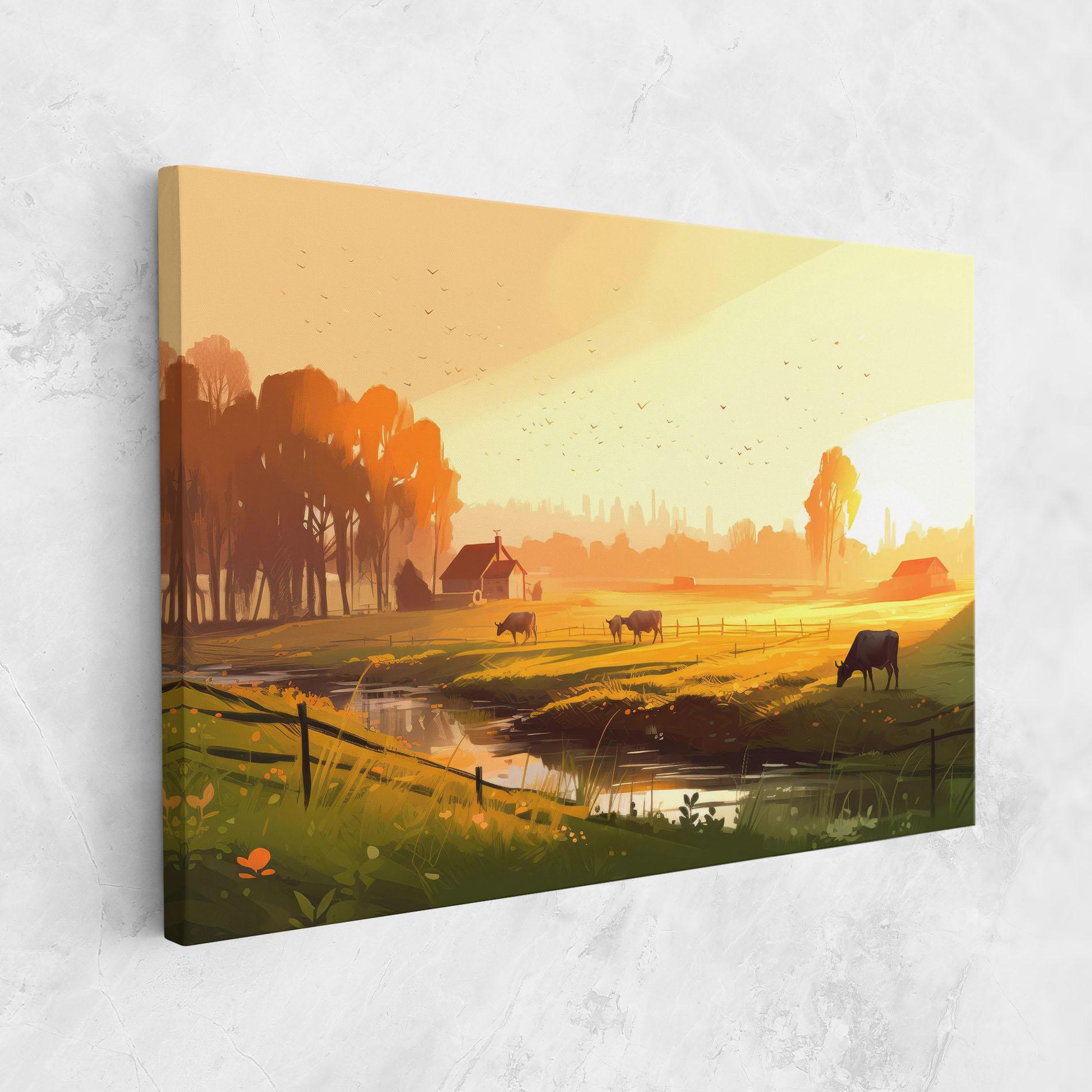 Tablou Canvas Sunlight Cows mockup 1