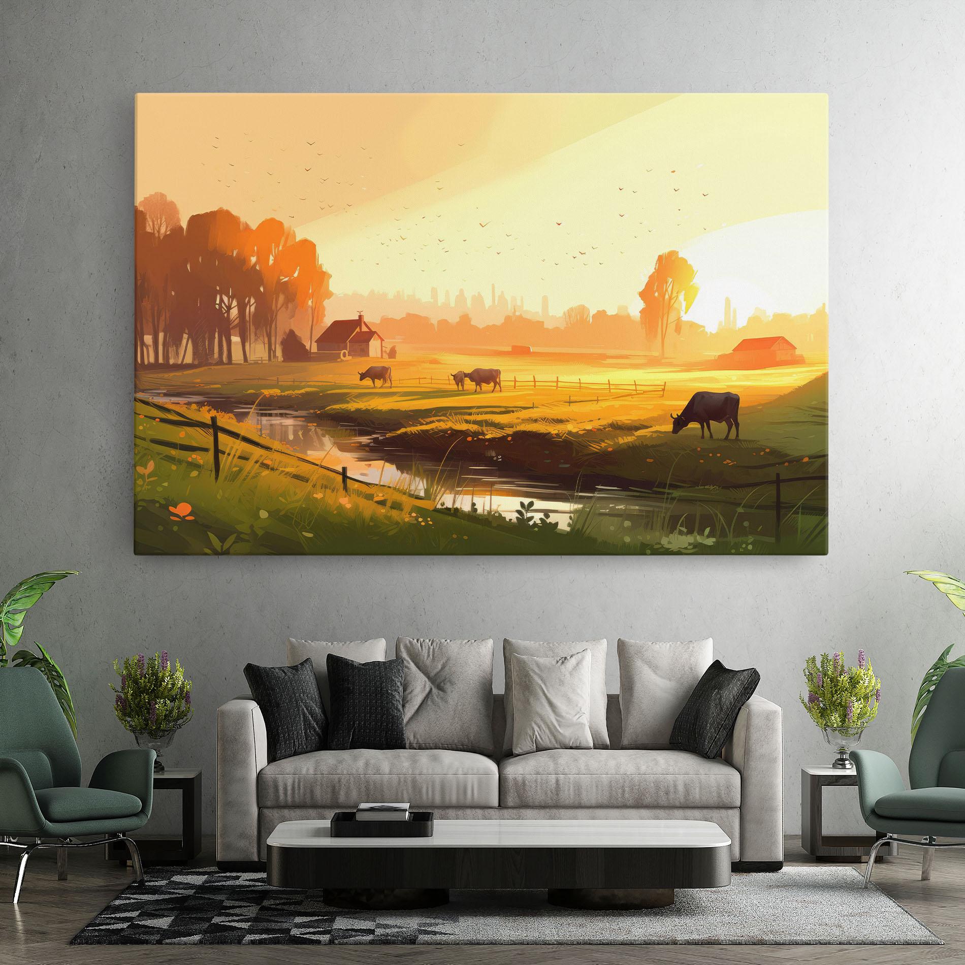 Tablou Canvas Sunlight Cows mockup 7