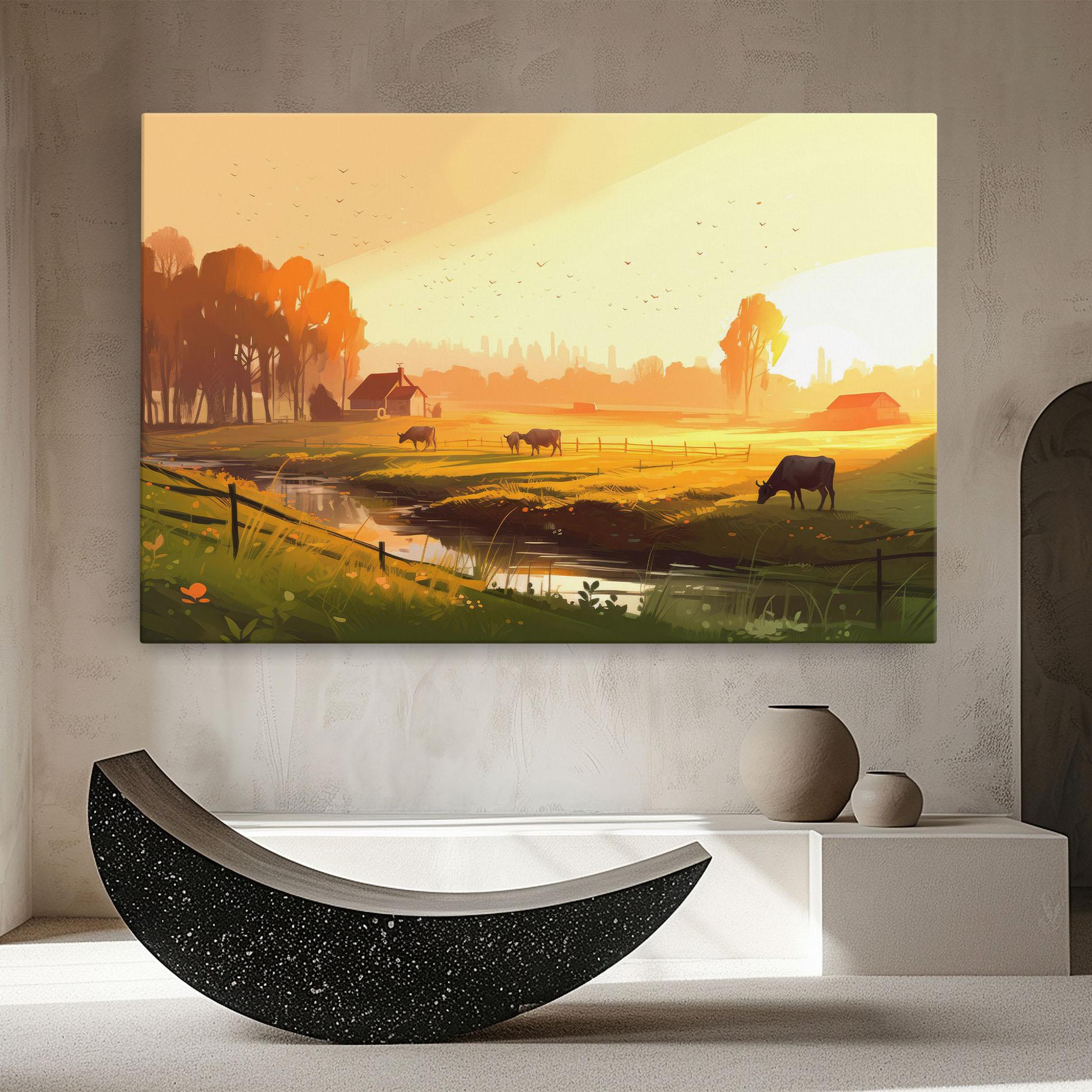 Tablou Canvas Sunlight Cows mockup 8