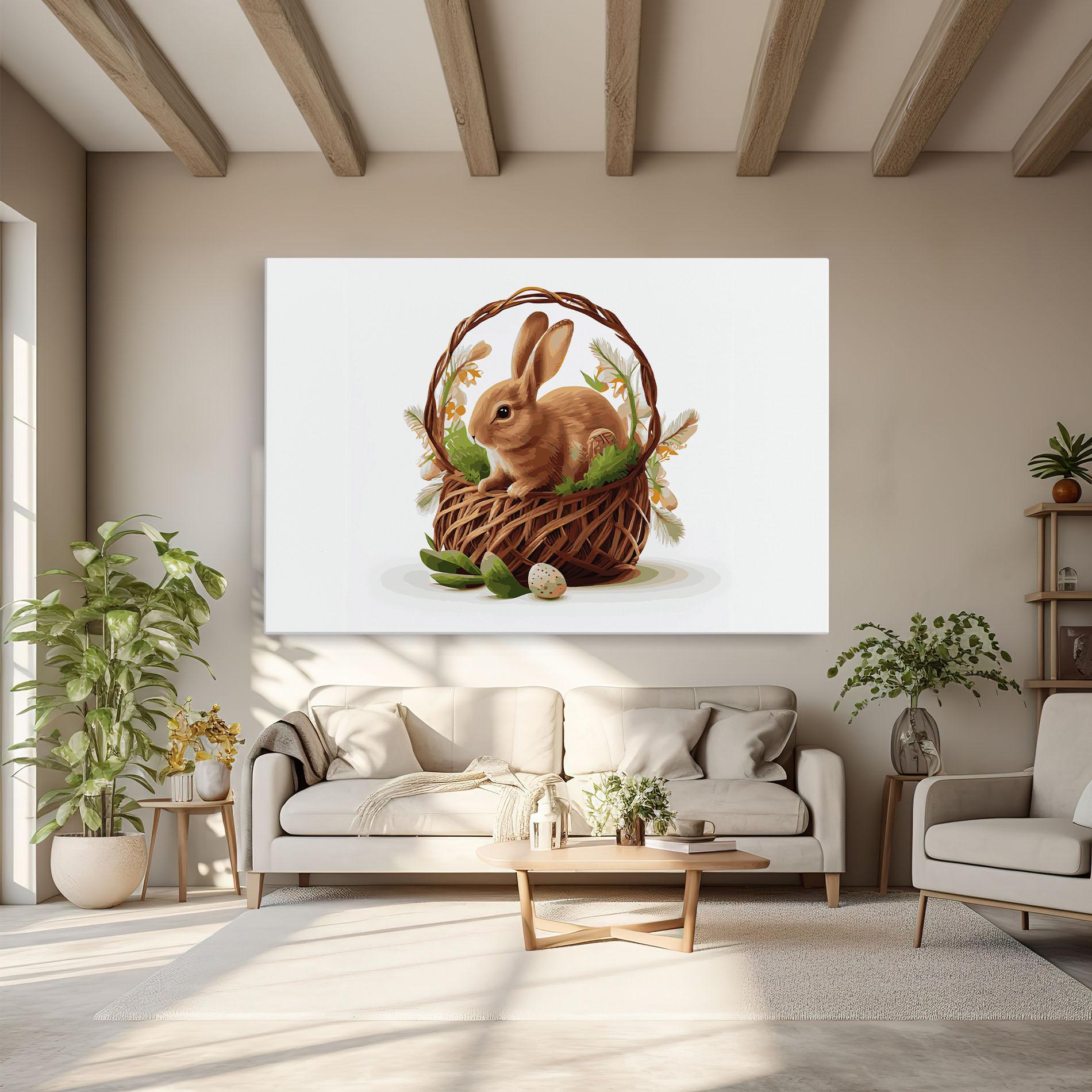 Tablou Canvas Bunny In Basket mockup 6