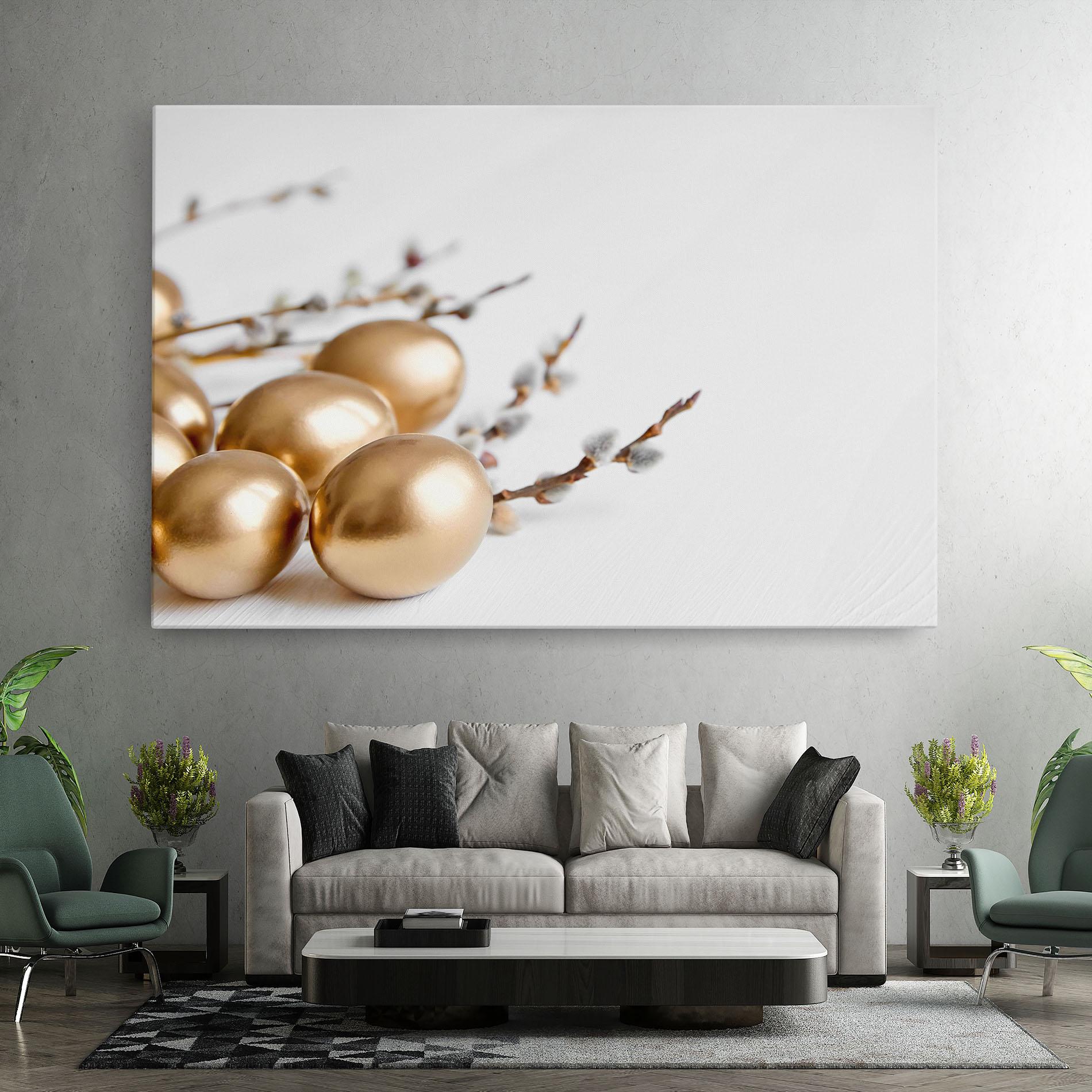Tablou Canvas Easter Gold Eggs mockup 7