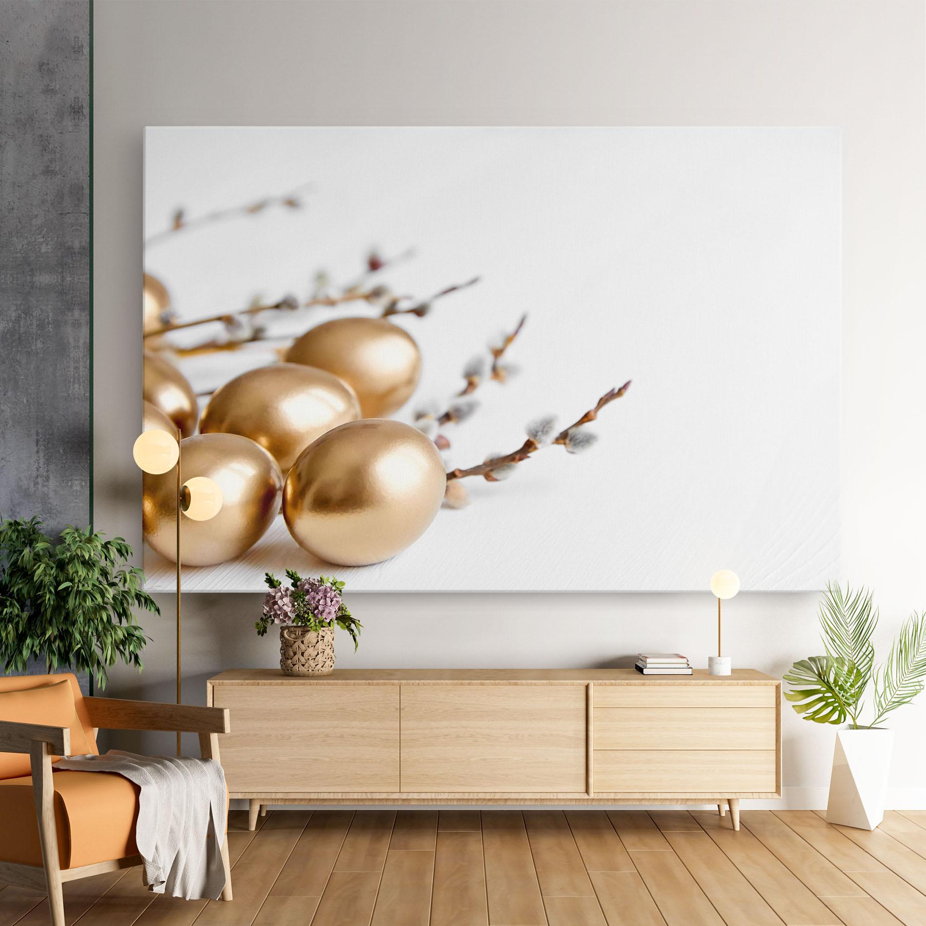 Tablou Canvas Easter Gold Eggs mockup 9