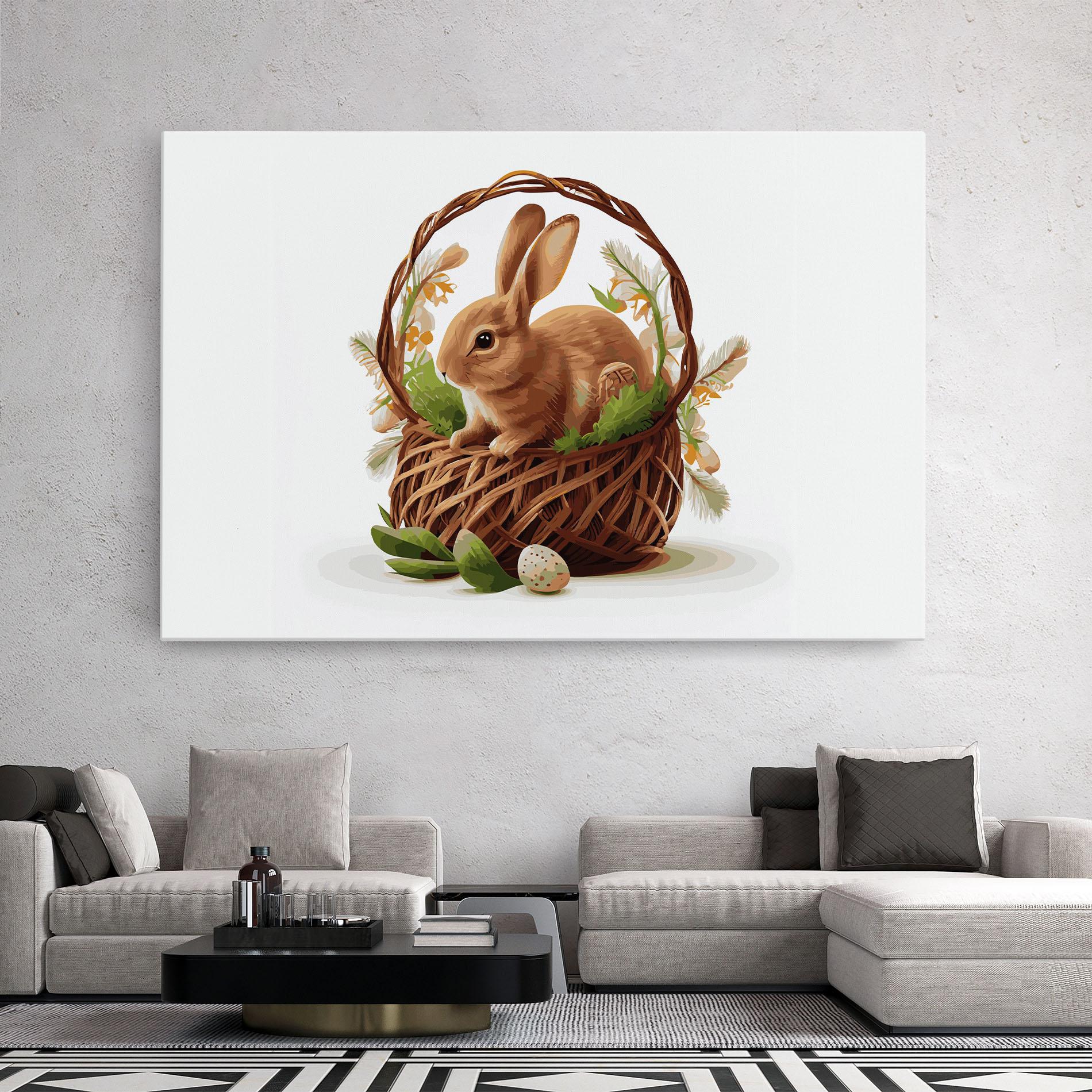 Tablou Canvas Bunny In Basket mockup 2