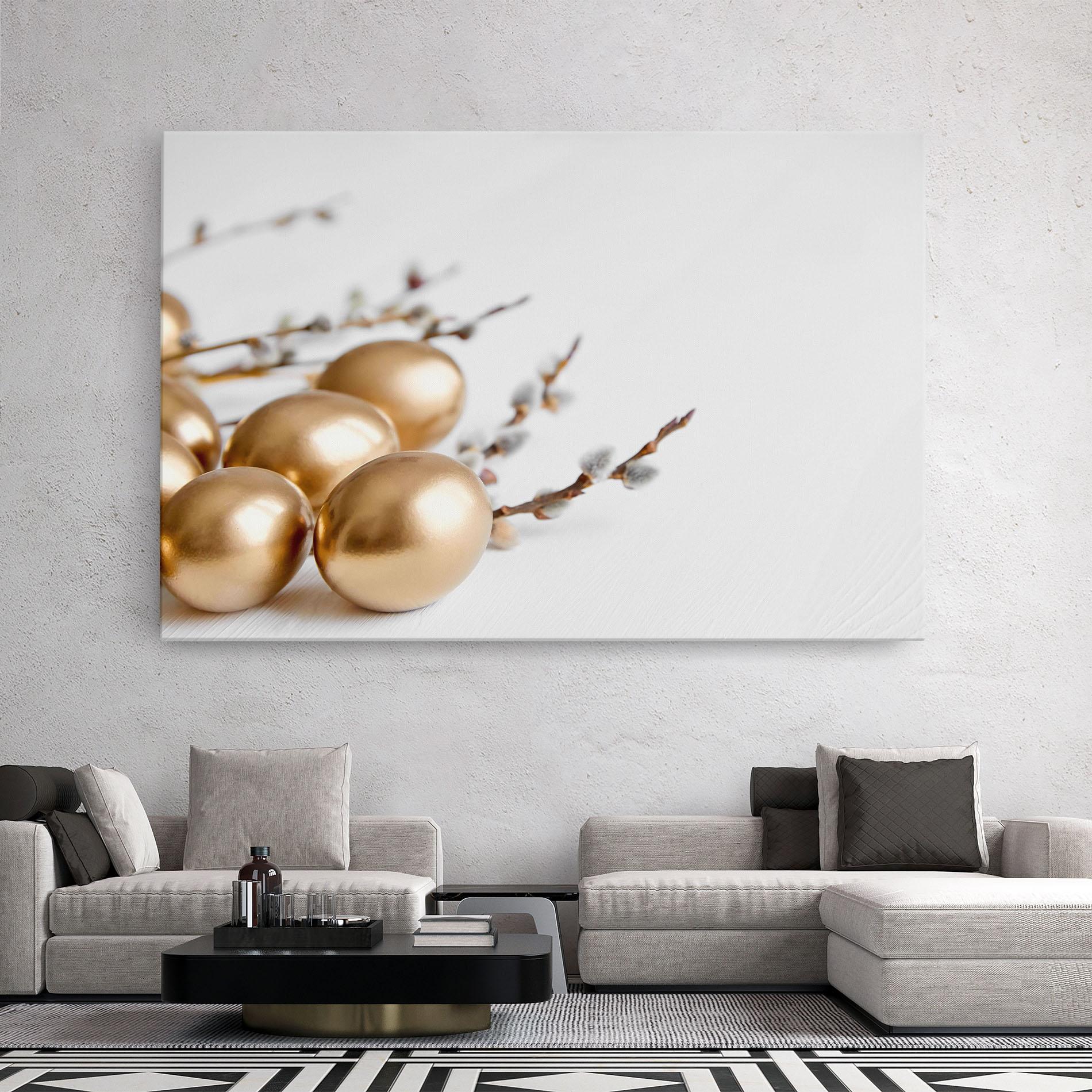 Tablou Canvas Easter Gold Eggs mockup 2
