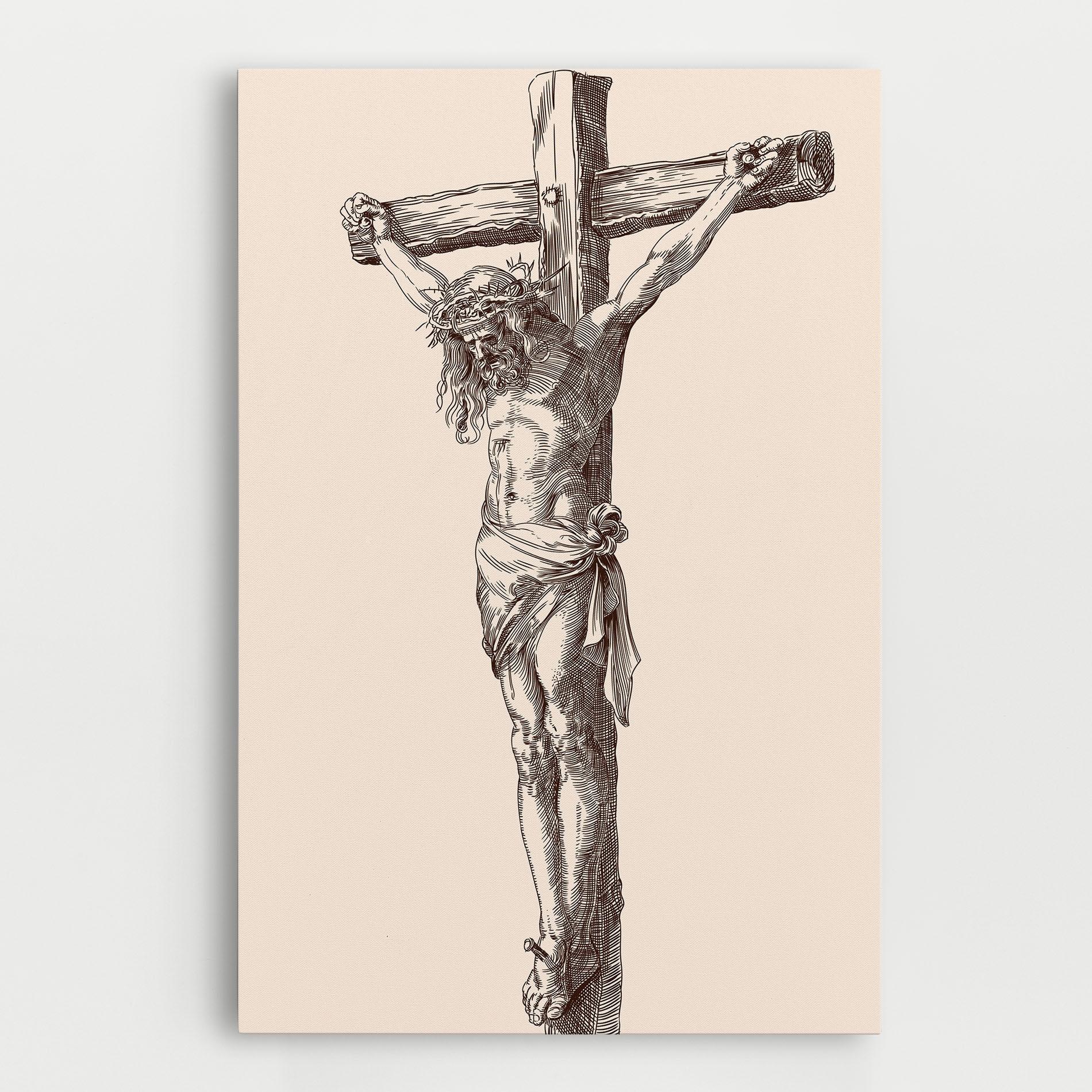 Tablou Canvas Brown Cross Jesus mockup 0