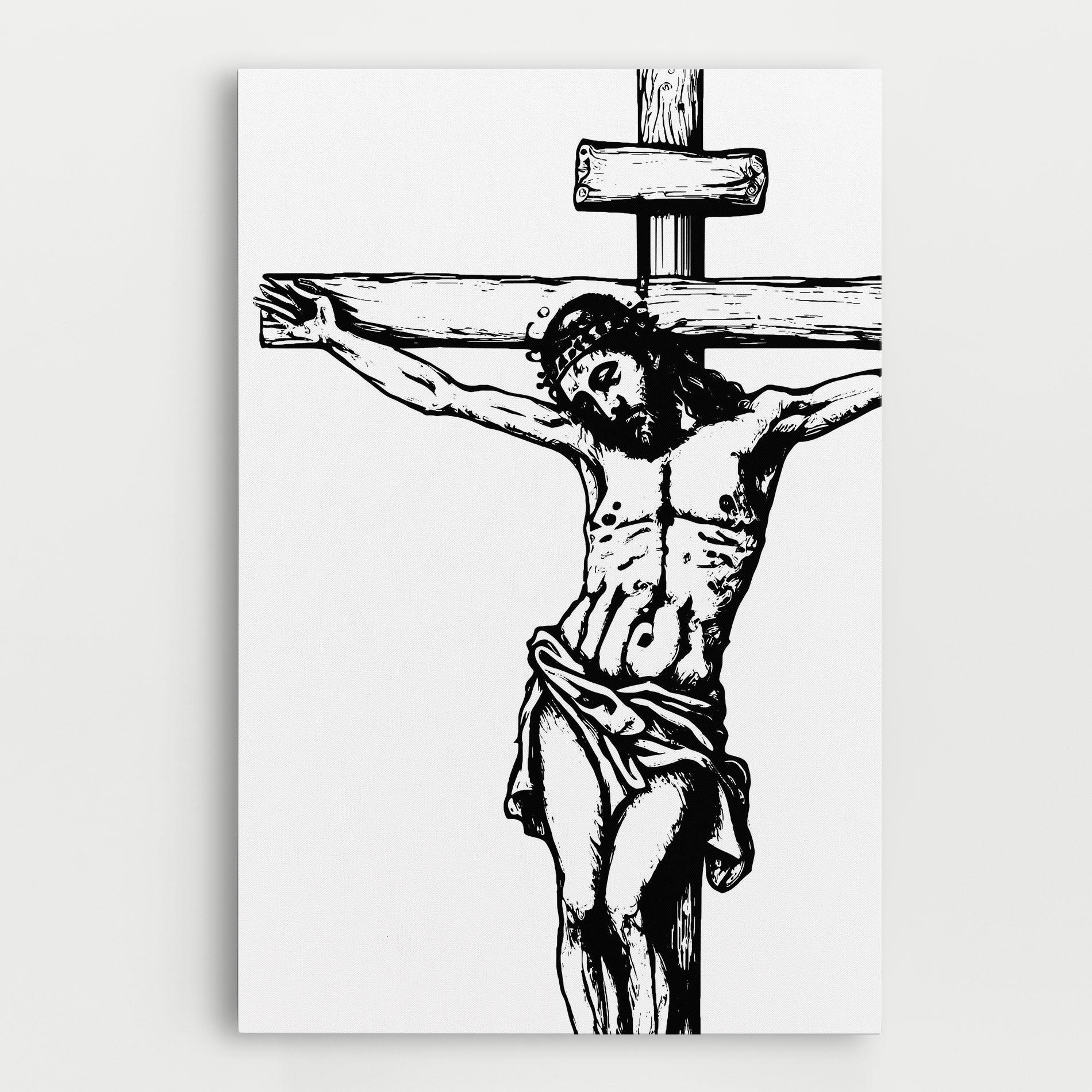 Tablou Canvas Jesus Black Line mockup 0