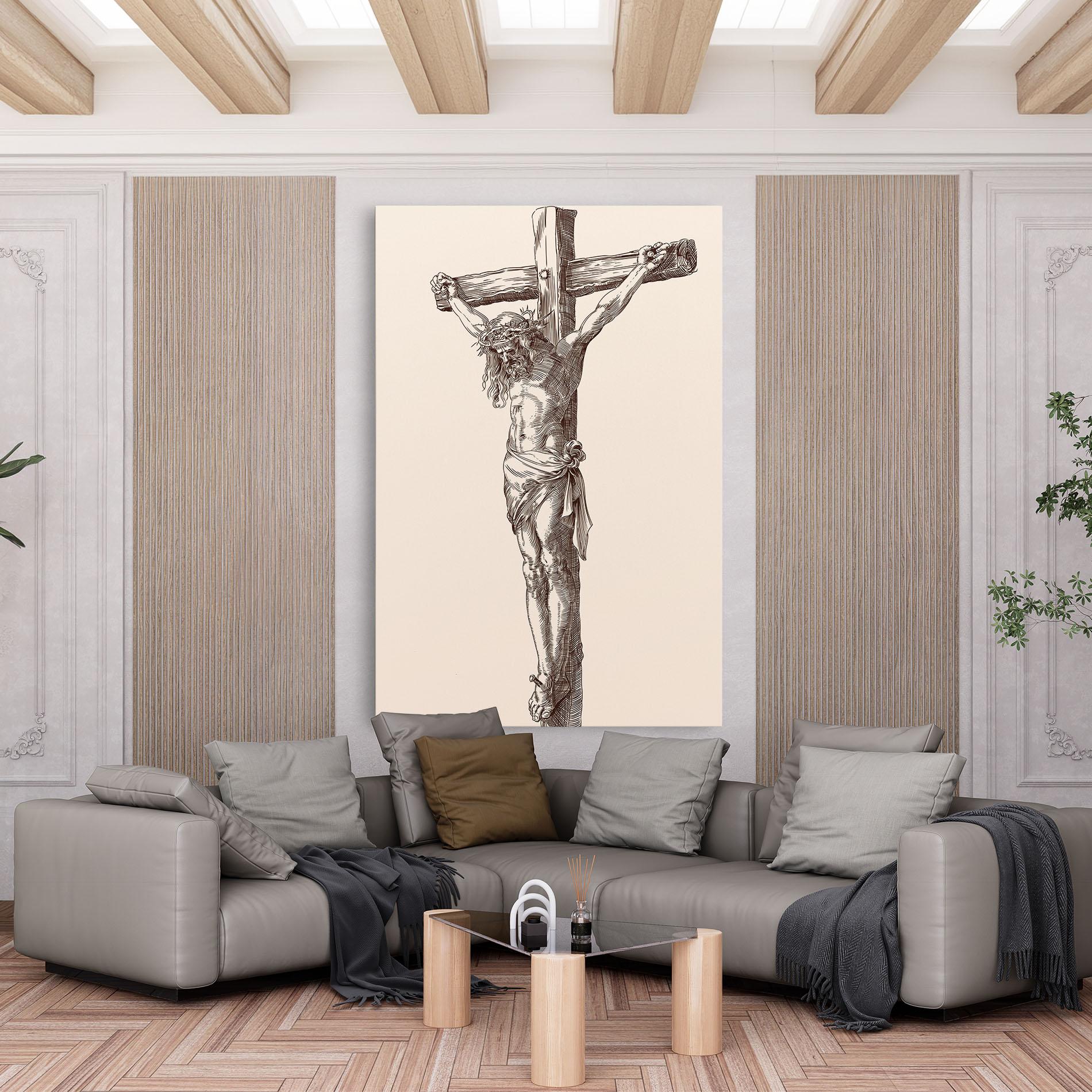 Tablou Canvas Brown Cross Jesus mockup 6