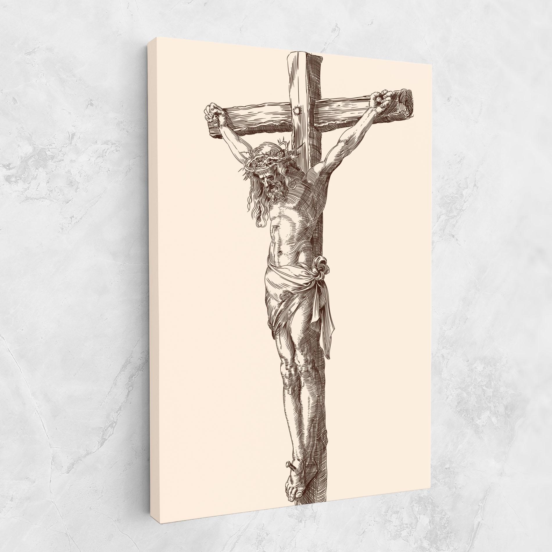Tablou Canvas Brown Cross Jesus mockup 1