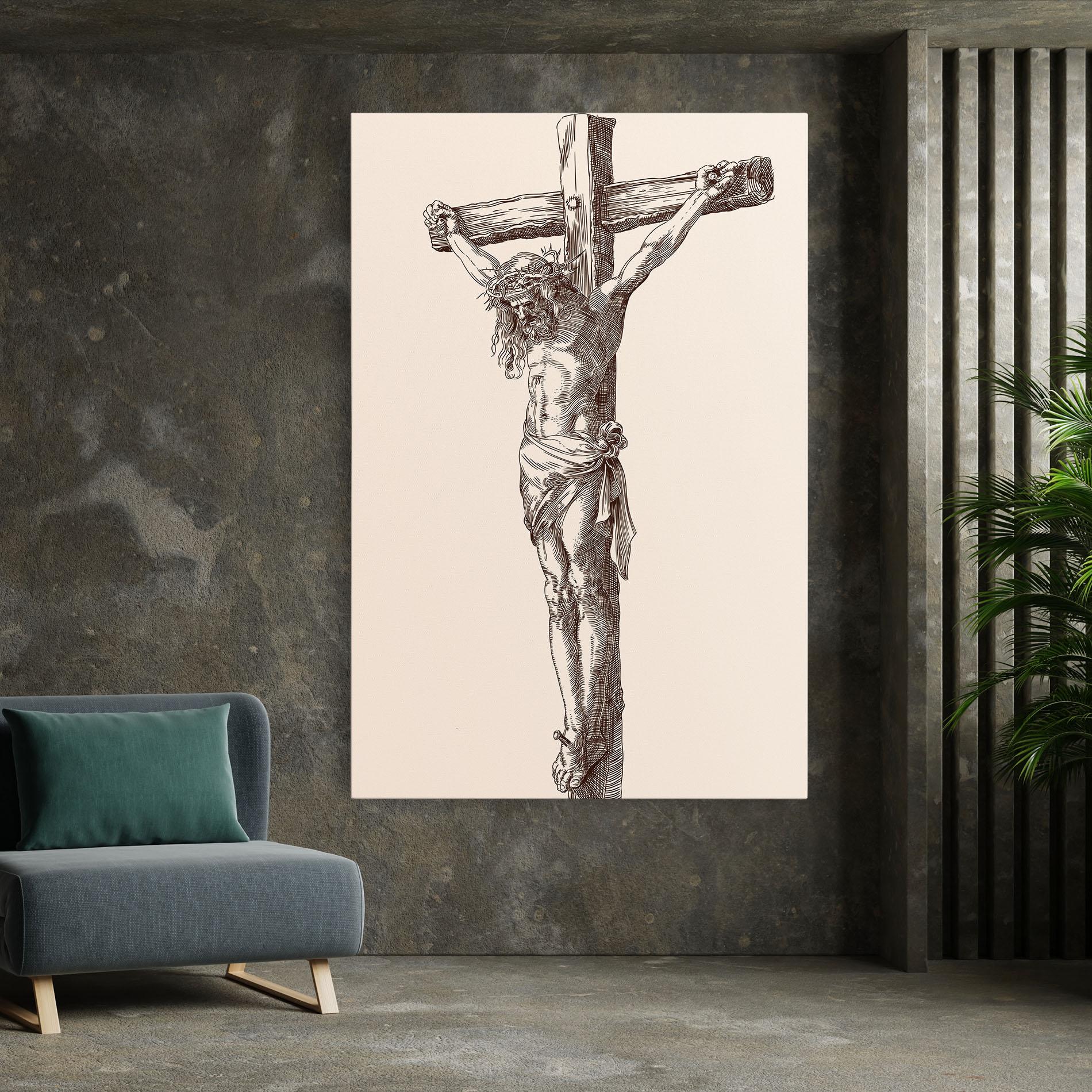 Tablou Canvas Brown Cross Jesus mockup 7