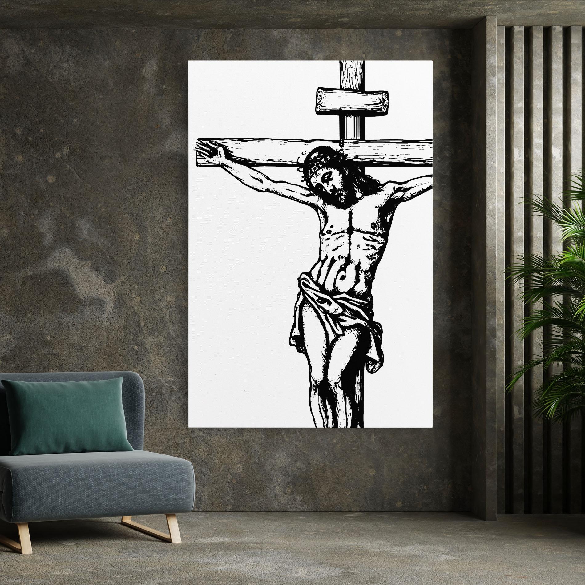 Tablou Canvas Jesus Black Line mockup 7