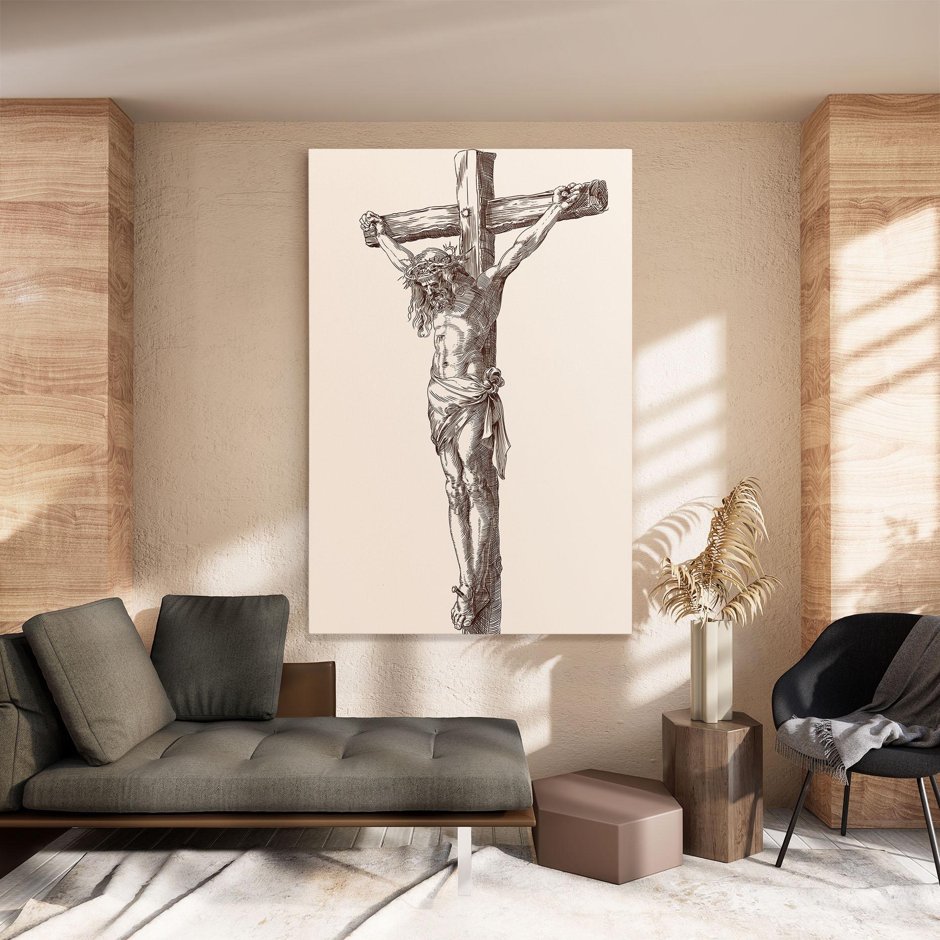 Tablou Canvas Brown Cross Jesus mockup 8