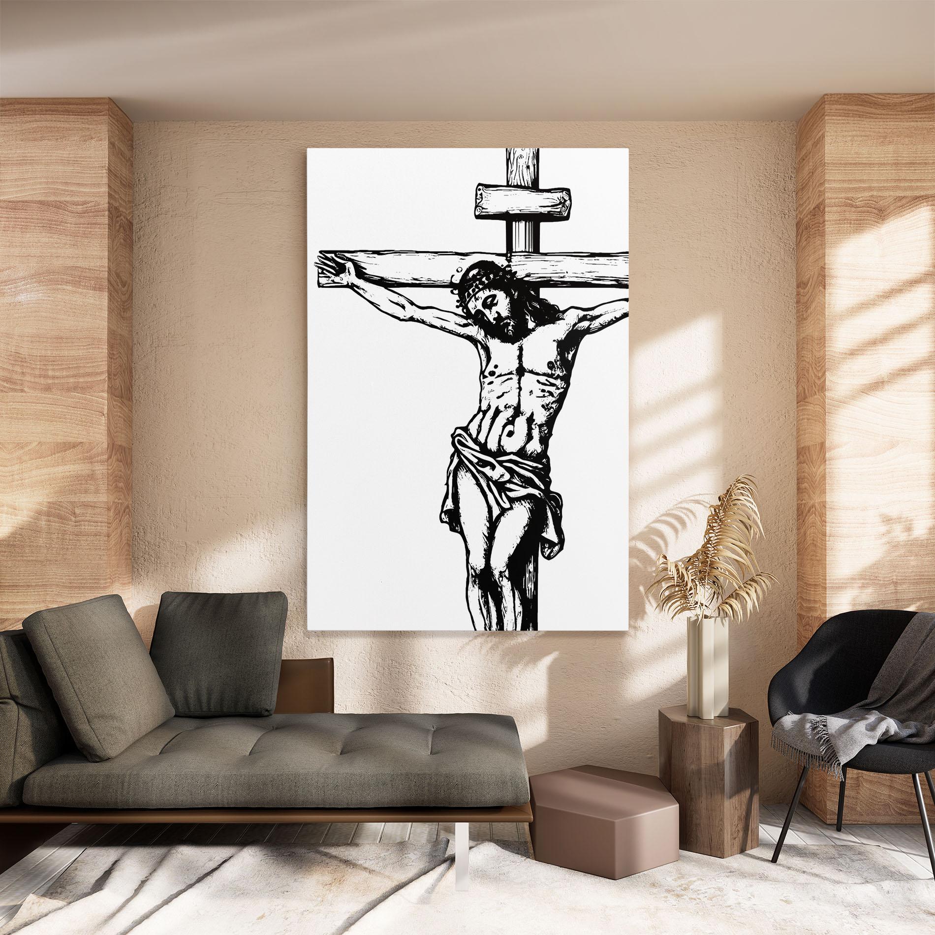 Tablou Canvas Jesus Black Line mockup 8