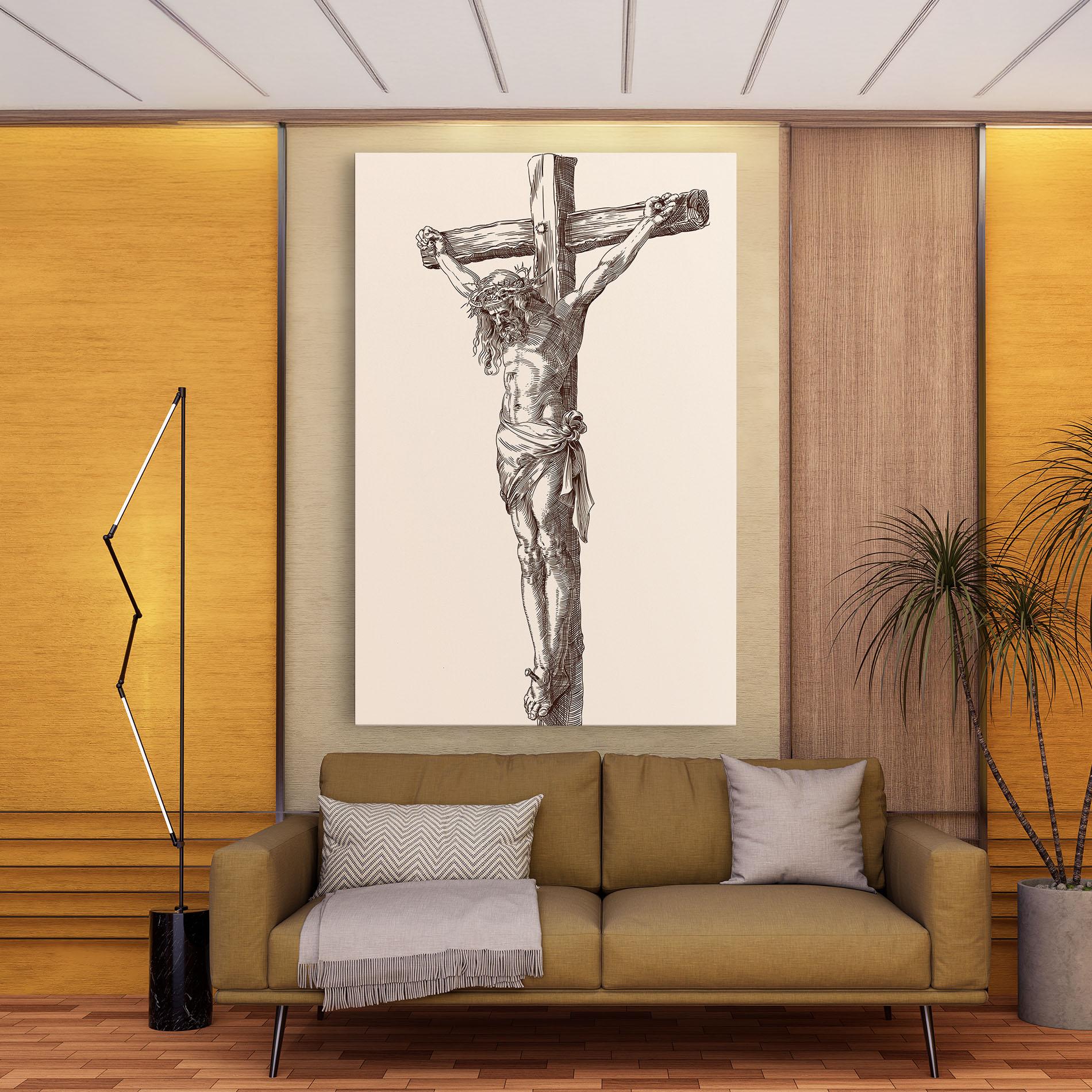Tablou Canvas Brown Cross Jesus mockup 9