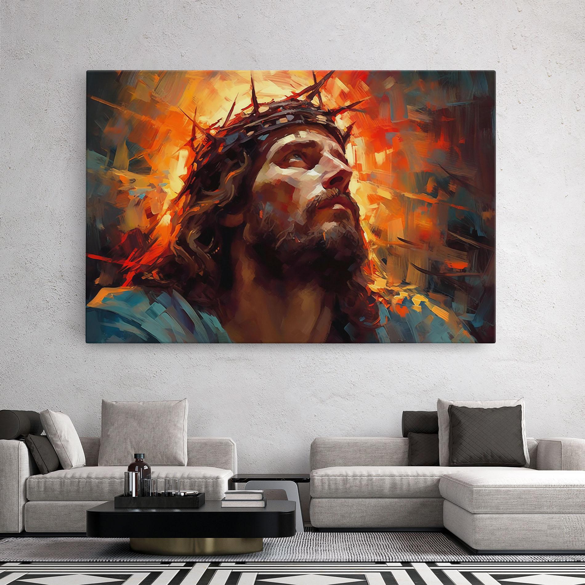 Tablou Canvas Jesus Crown Light mockup 2