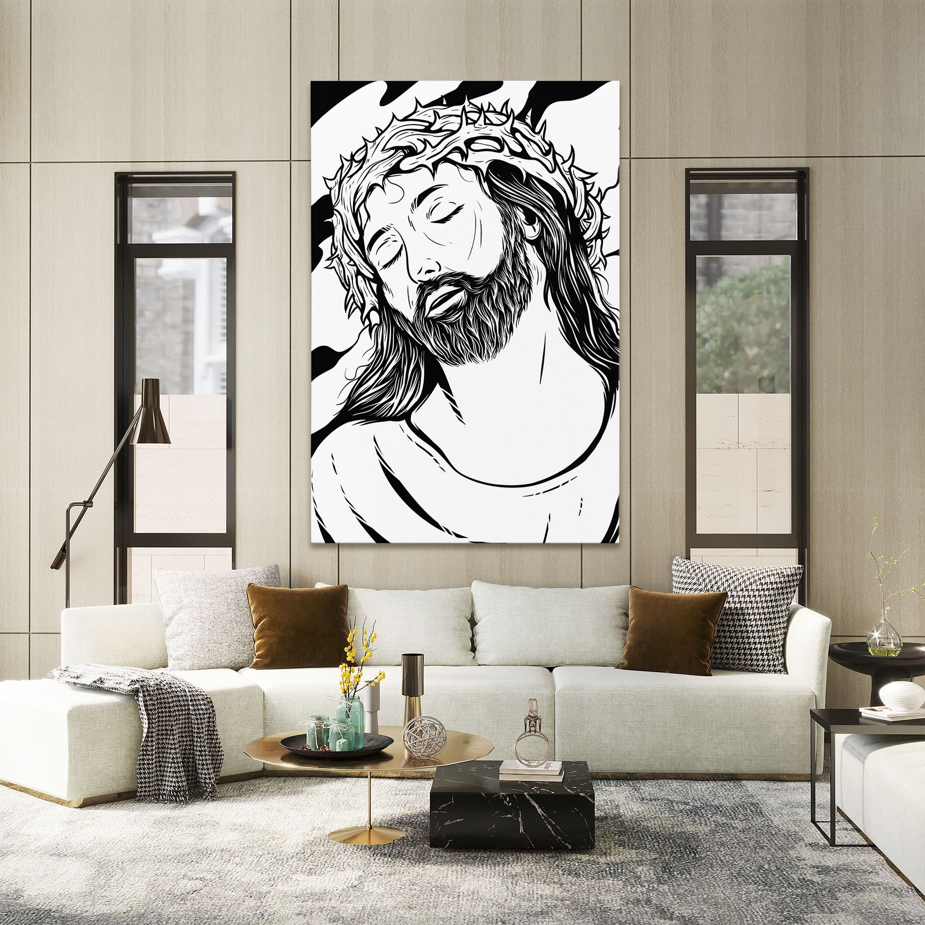 Black White Jesus mockup 2