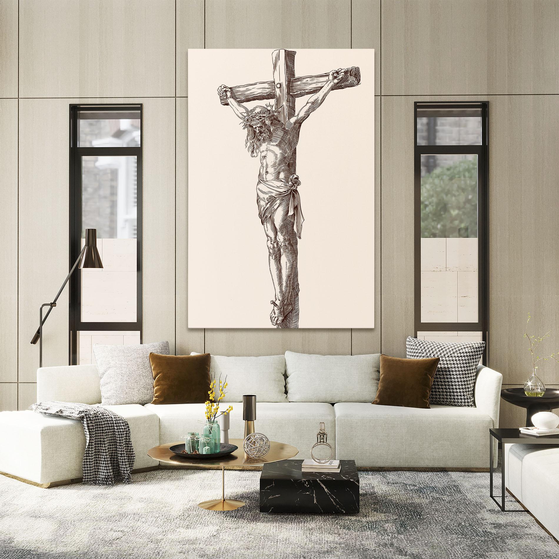 Tablou Canvas Brown Cross Jesus mockup 2