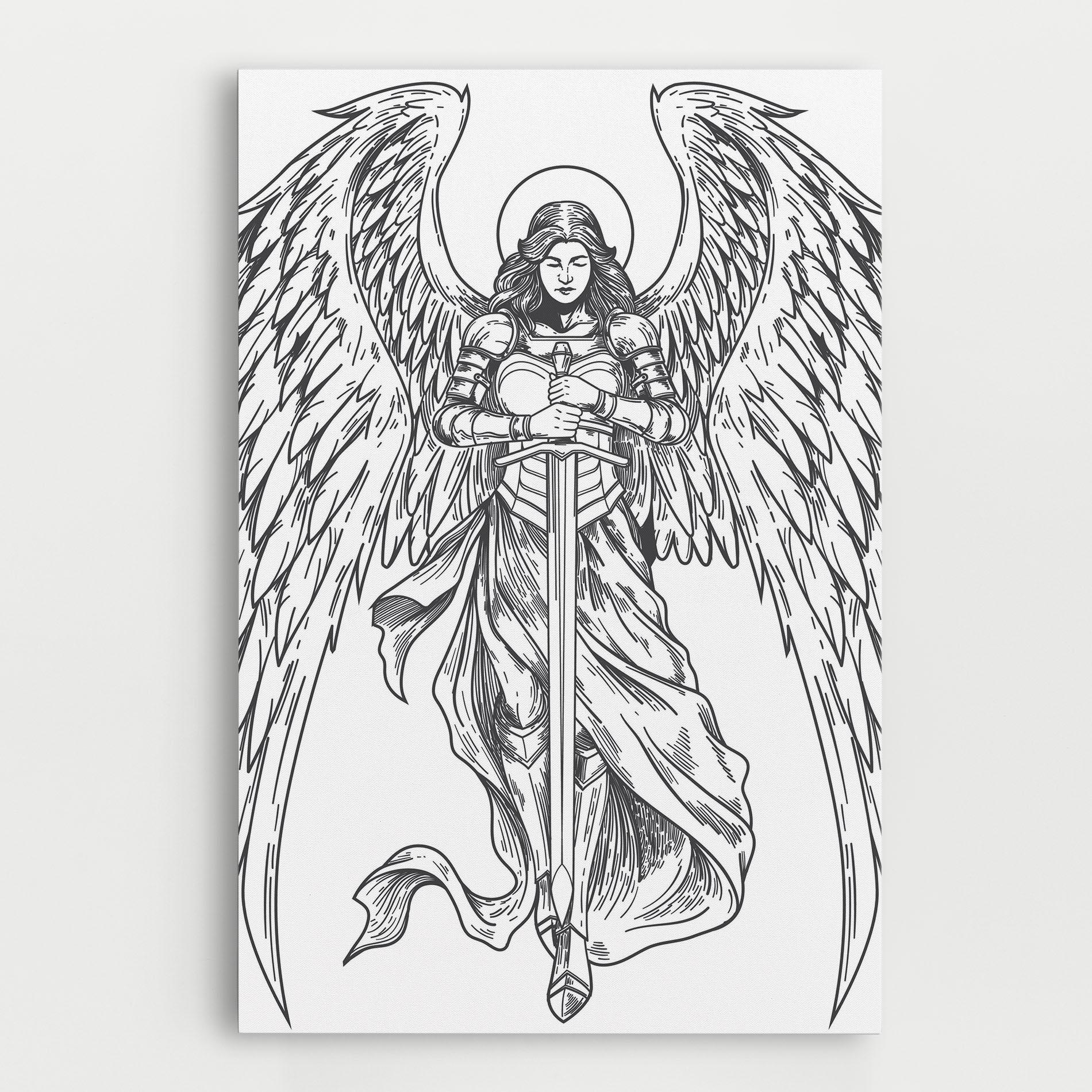 Tablou Canvas Grey Line Angel mockup 0