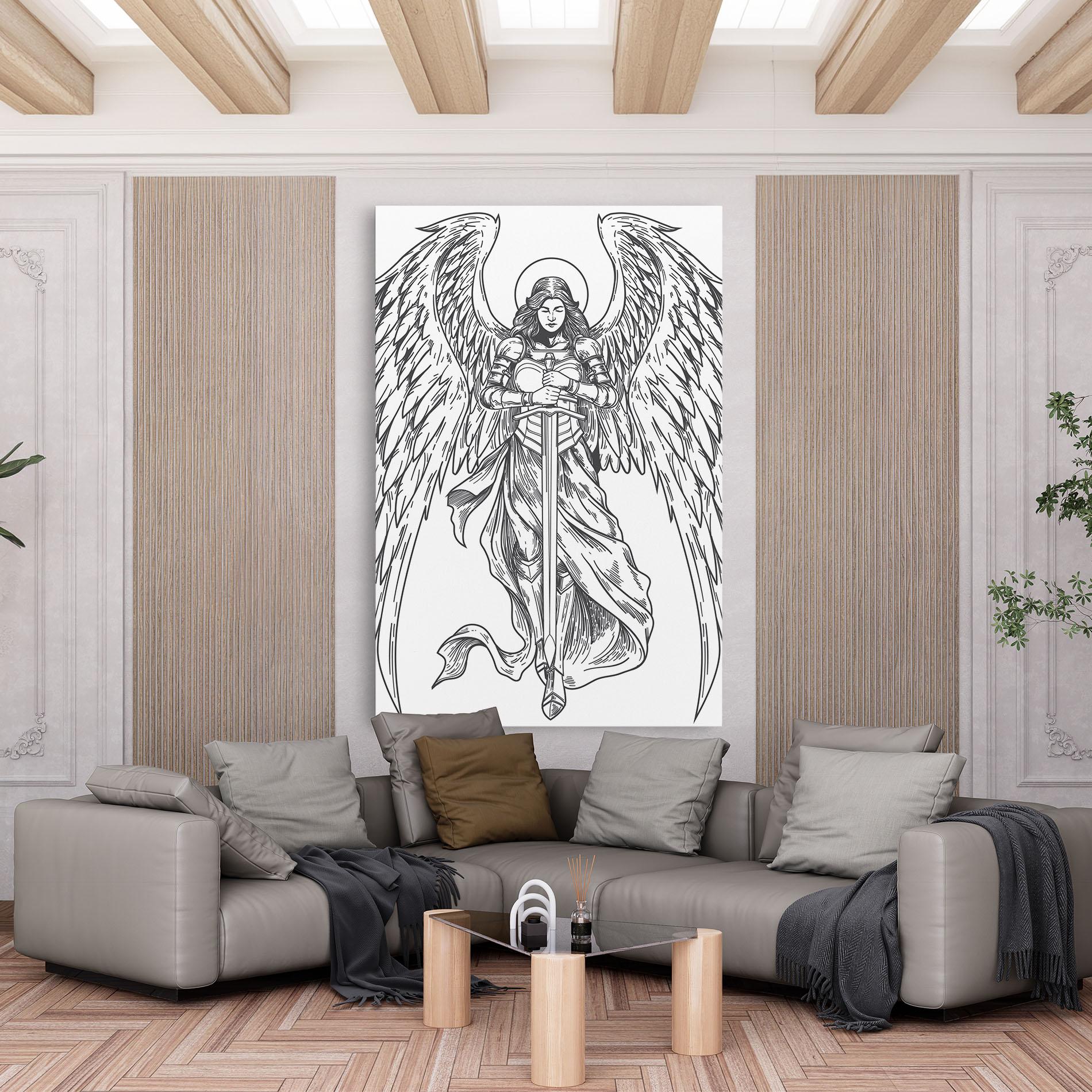 Tablou Canvas Grey Line Angel mockup 6