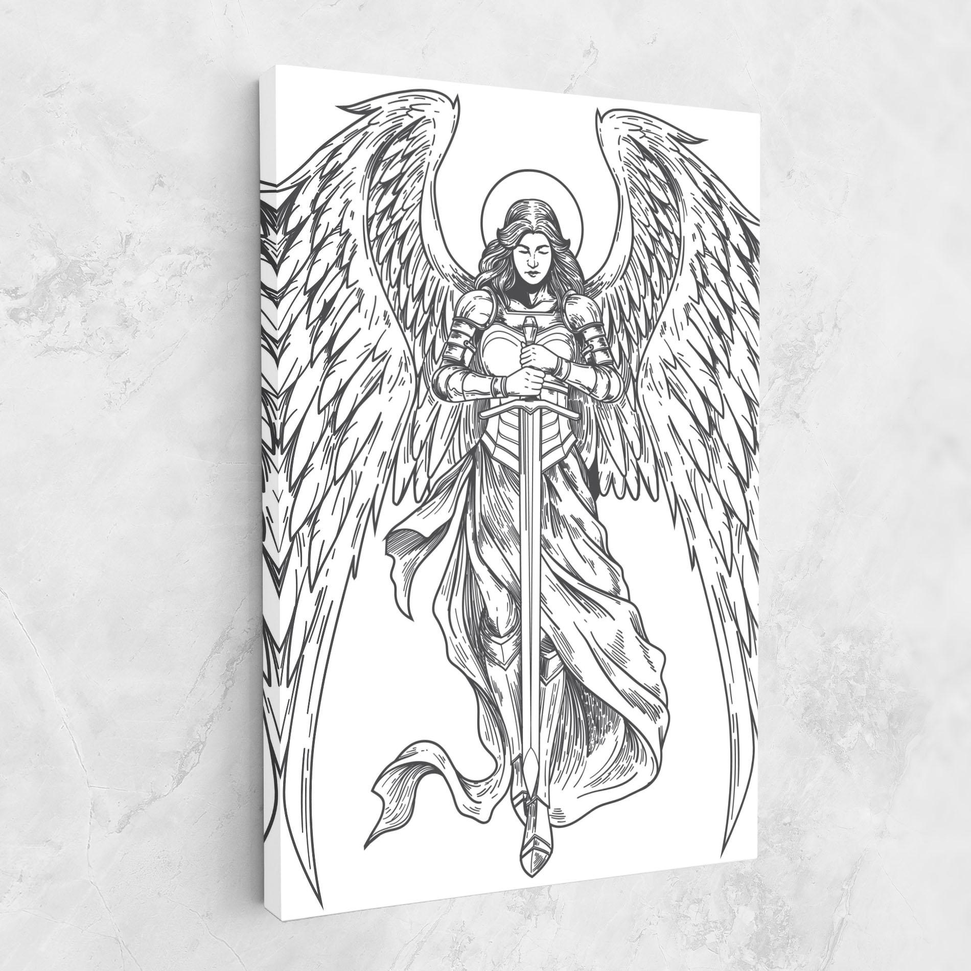 Tablou Canvas Grey Line Angel mockup 1