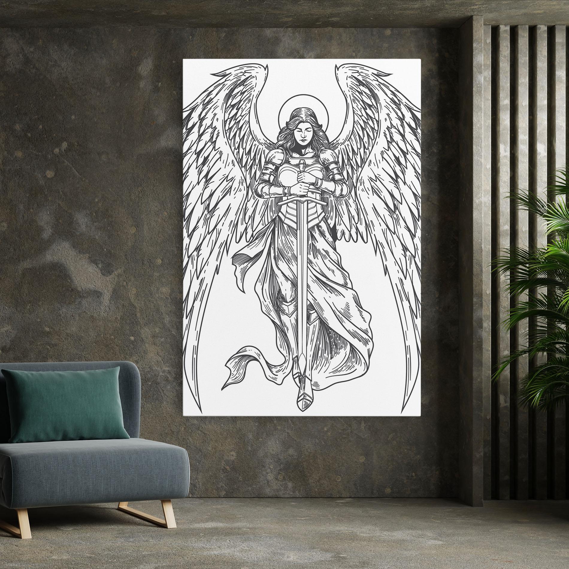 Tablou Canvas Grey Line Angel mockup 7