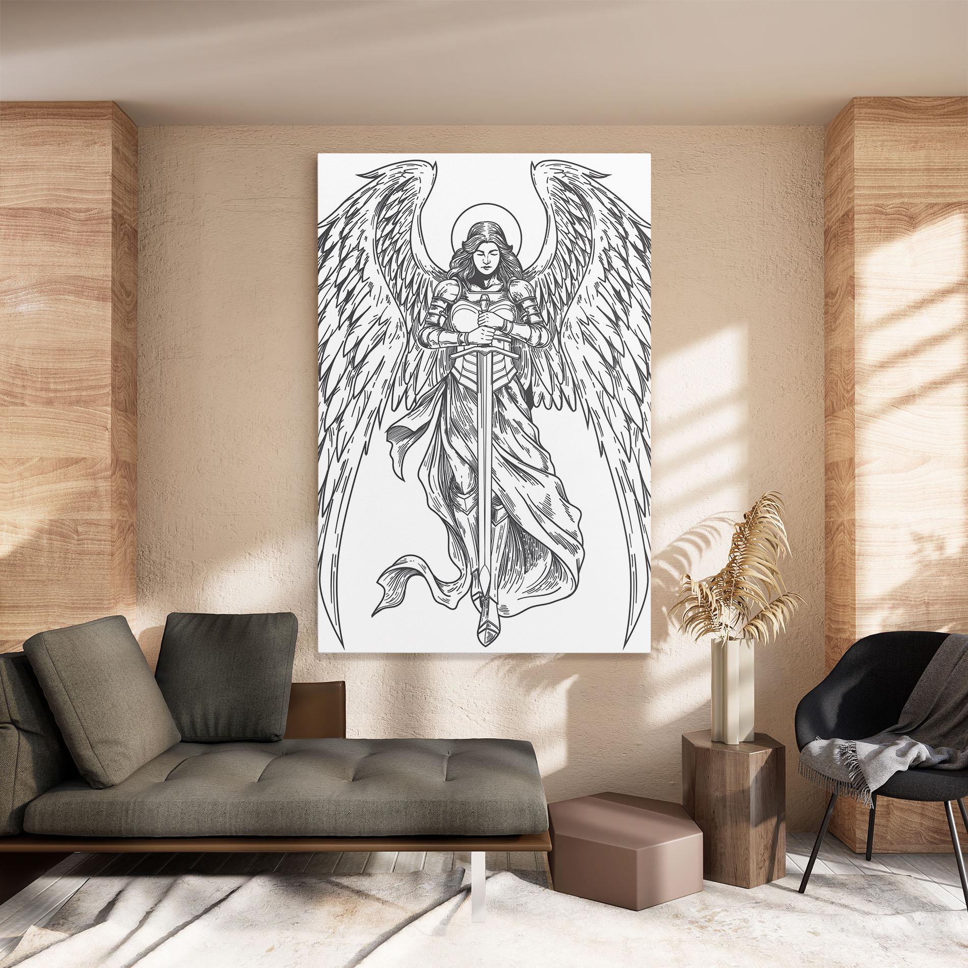 Tablou Canvas Grey Line Angel mockup 8