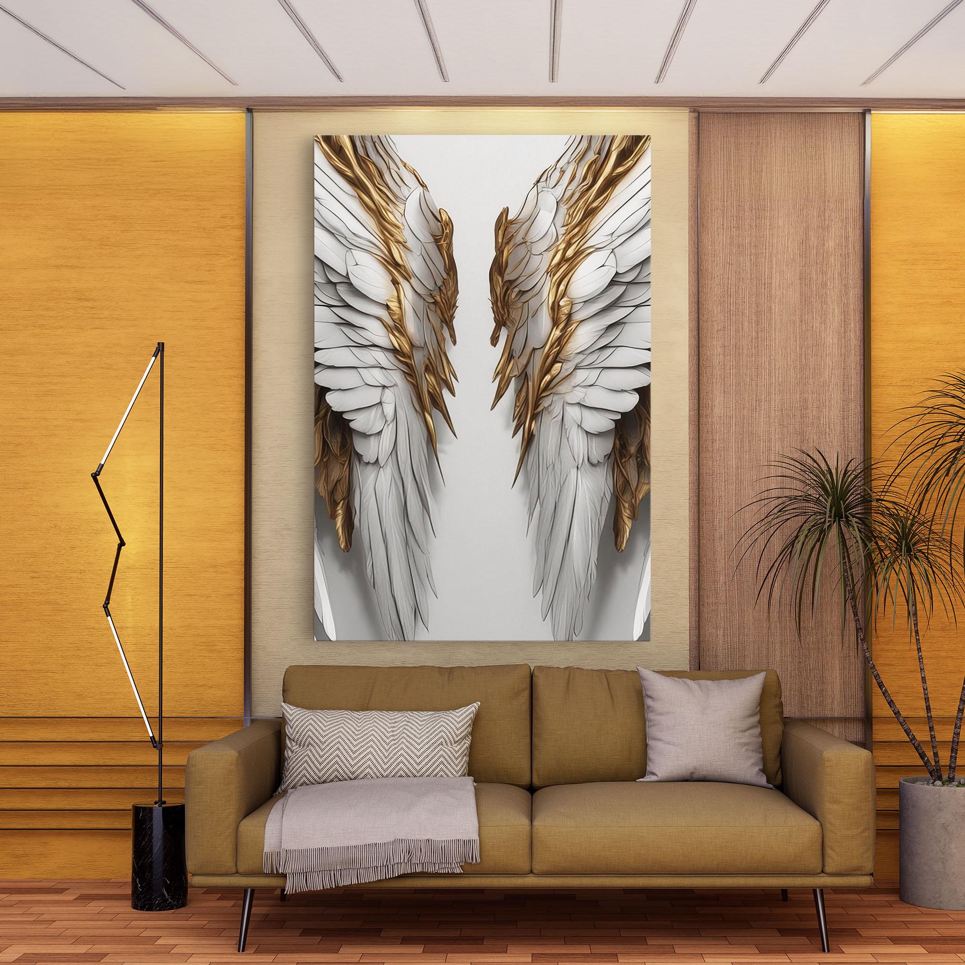 Tablou Canvas Realistic Gold Angel Wings mockup 9