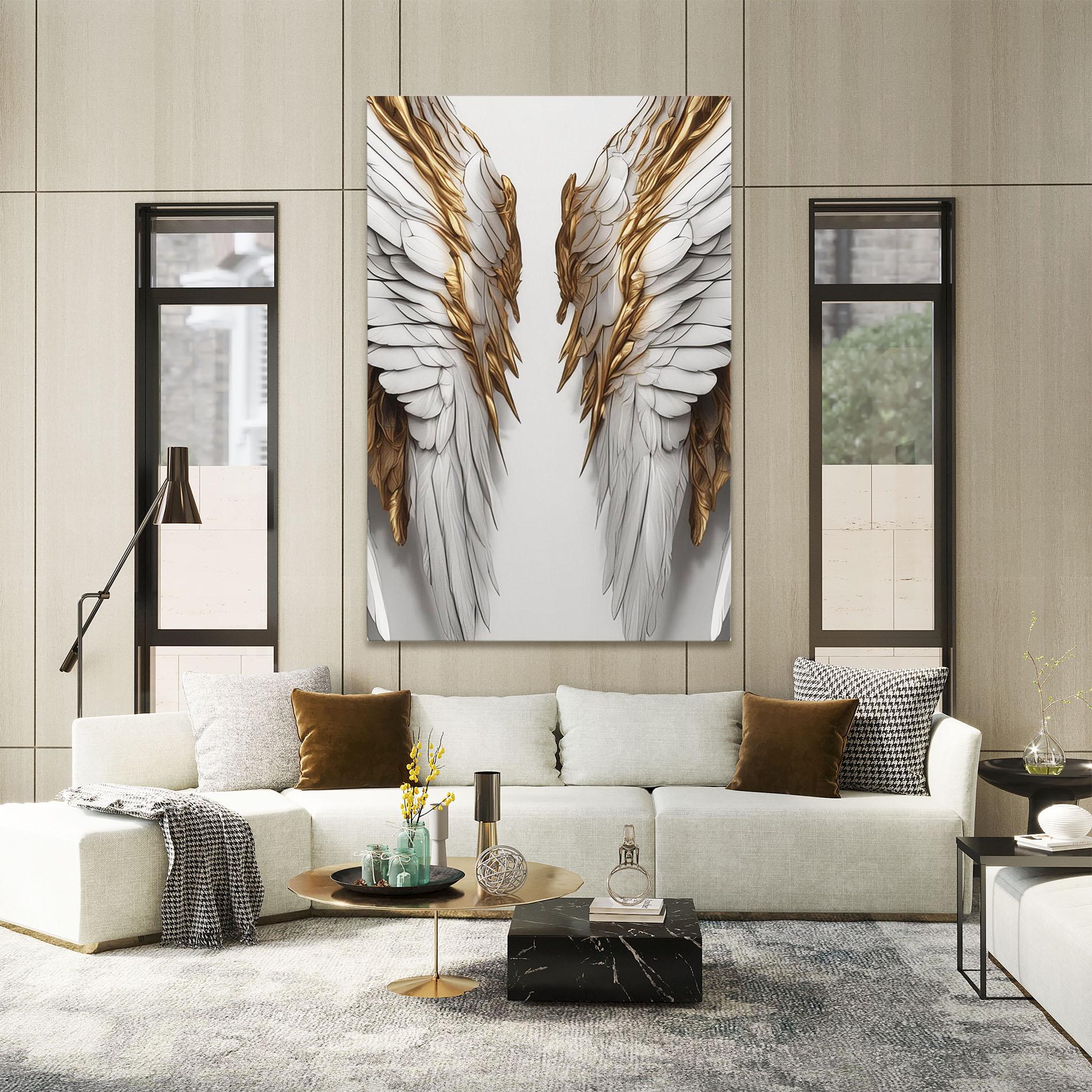 Tablou Canvas Realistic Gold Angel Wings mockup 2