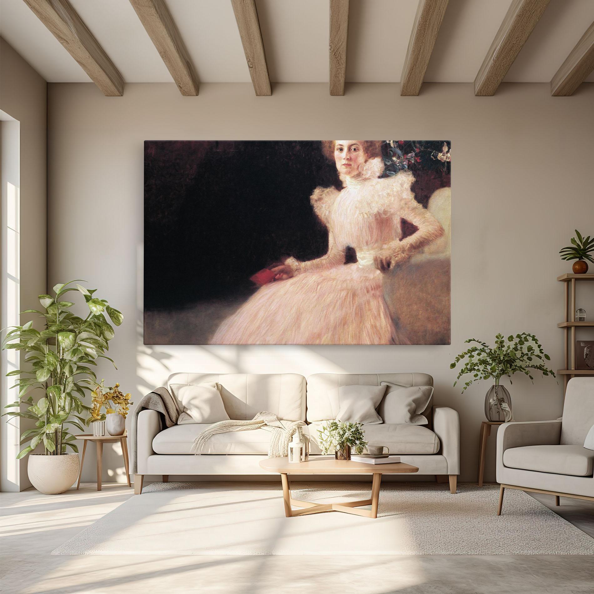 Tablou Canvas Gustav Klimt Pink Dress mockup 6