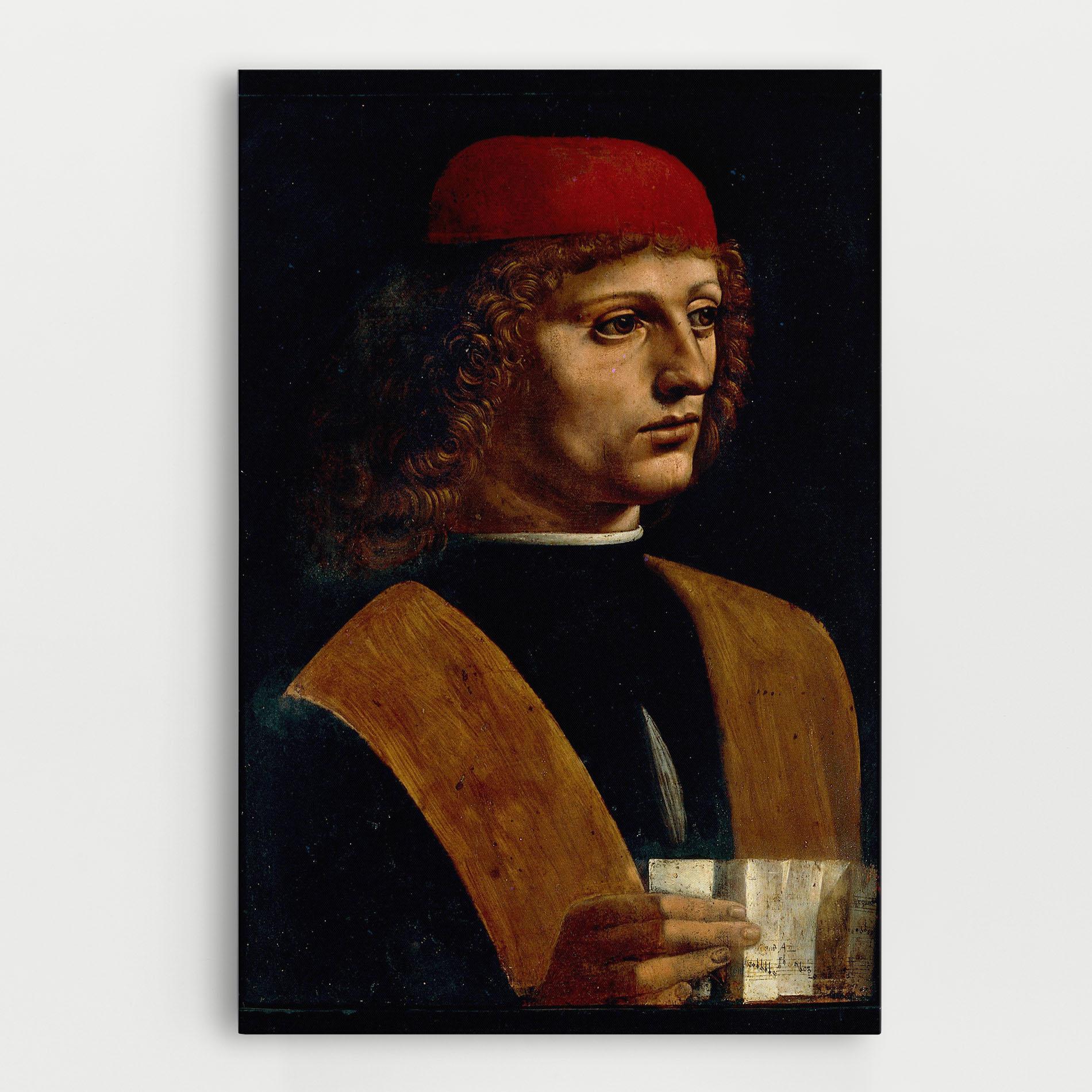 Tablou Canvas Leonardo Da Vinci Portrait Of A Musician Pinacoteca Ambrosiana mockup 0