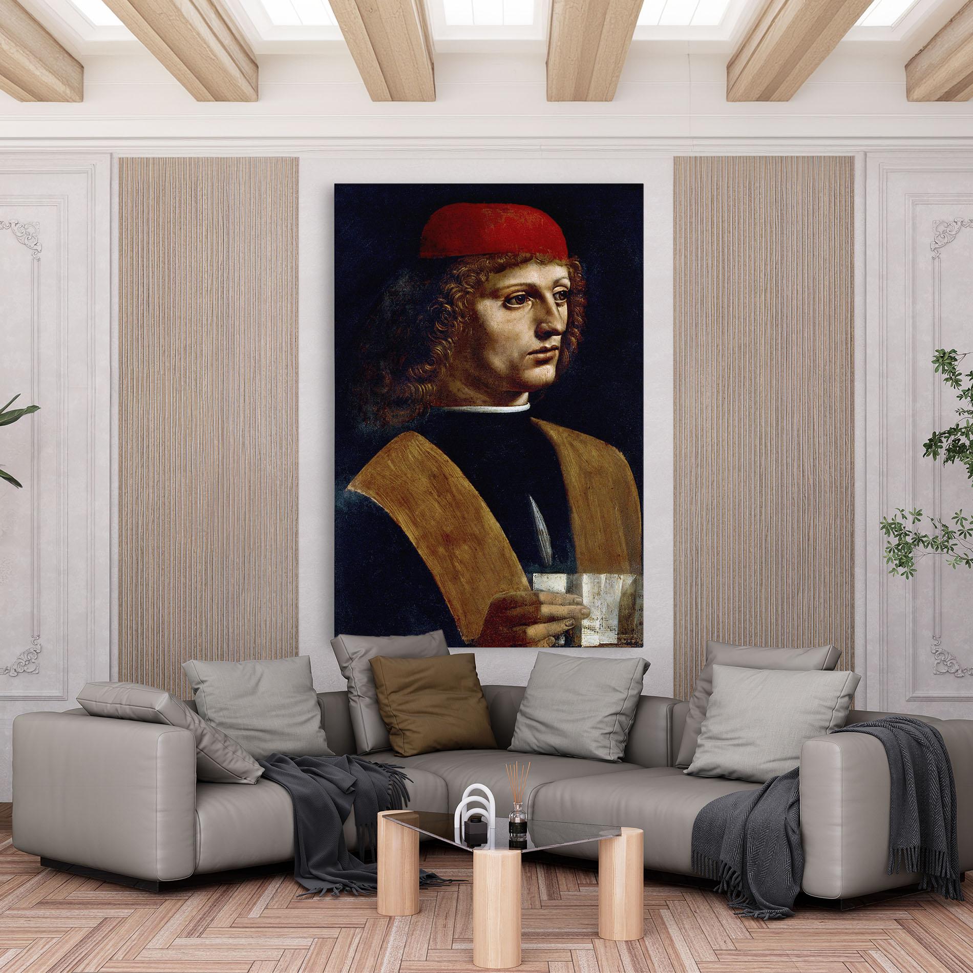 Tablou Canvas Leonardo Da Vinci's The Portrait Of A Musician mockup 6