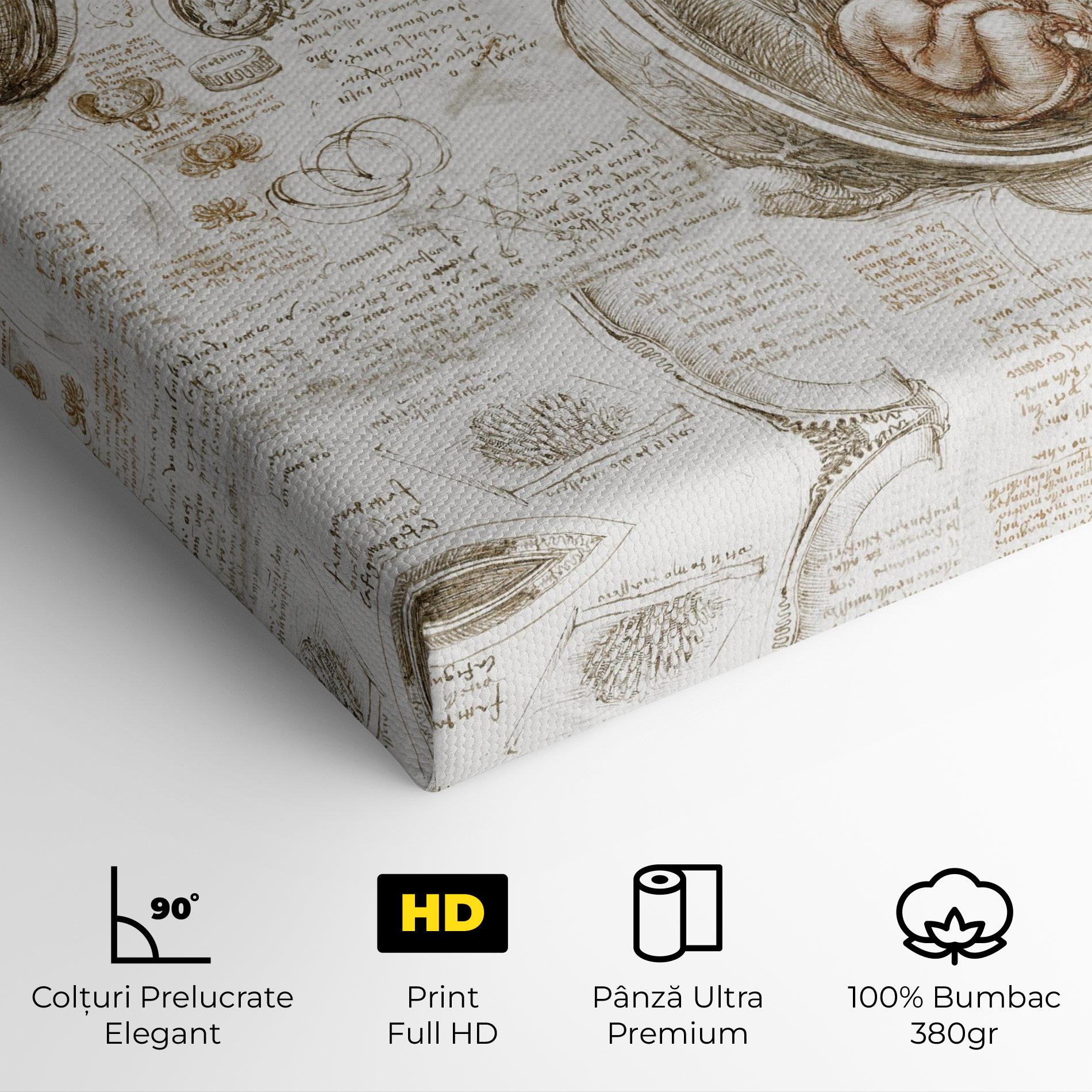 Tablou Canvas Leonardo Studies Of The Foetus mockup 4