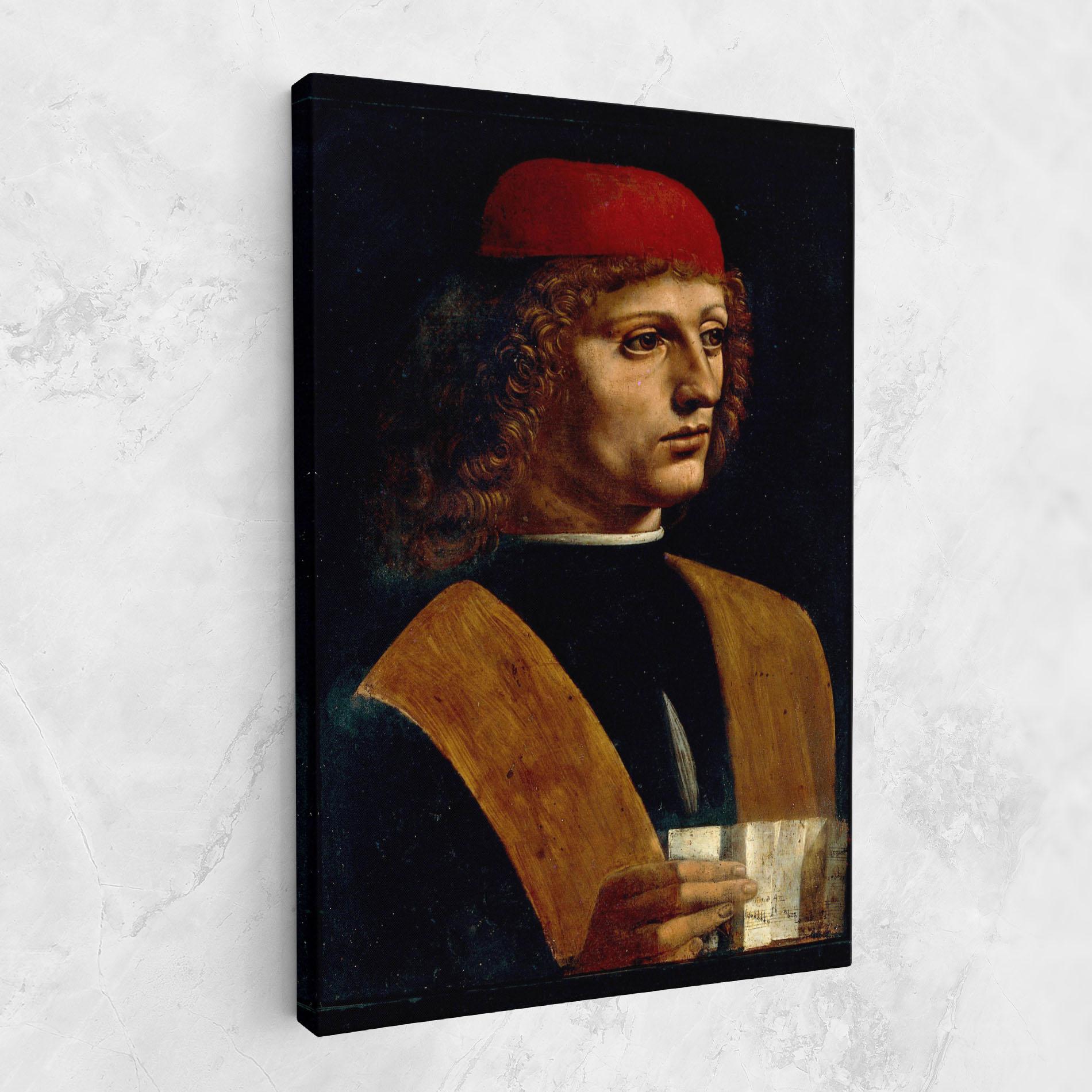 Tablou Canvas Leonardo Da Vinci Portrait Of A Musician Pinacoteca Ambrosiana mockup 1