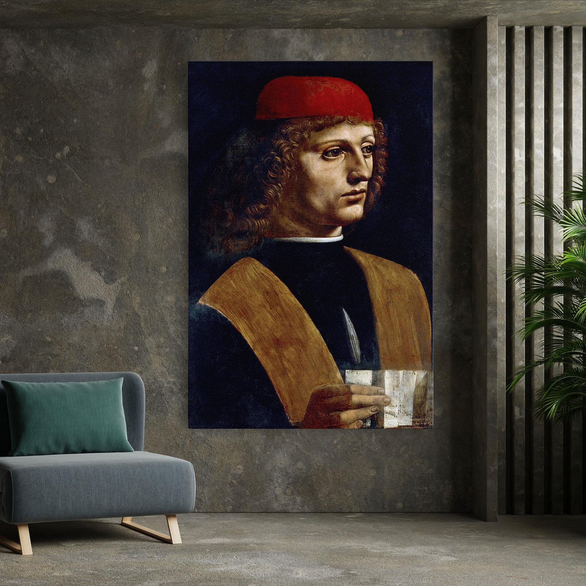 Tablou Canvas Leonardo Da Vinci's The Portrait Of A Musician mockup 7