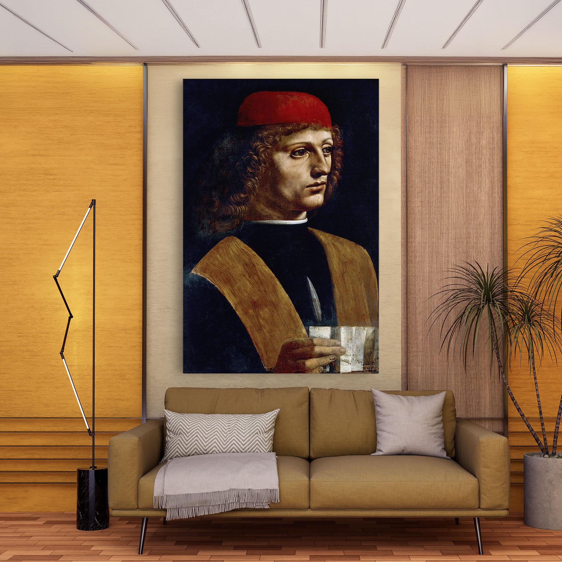 Tablou Canvas Leonardo Da Vinci's The Portrait Of A Musician mockup 9