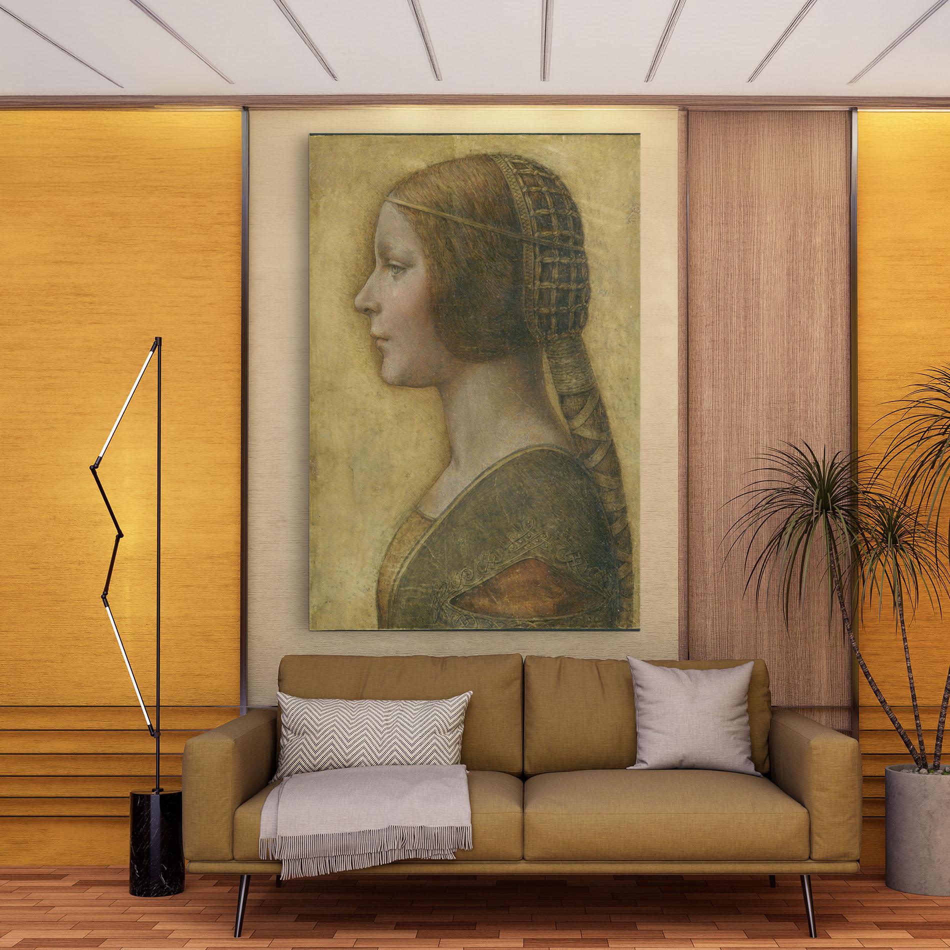 Tablou Canvas Profile Of A Young Fiancee Da Vinci mockup 9