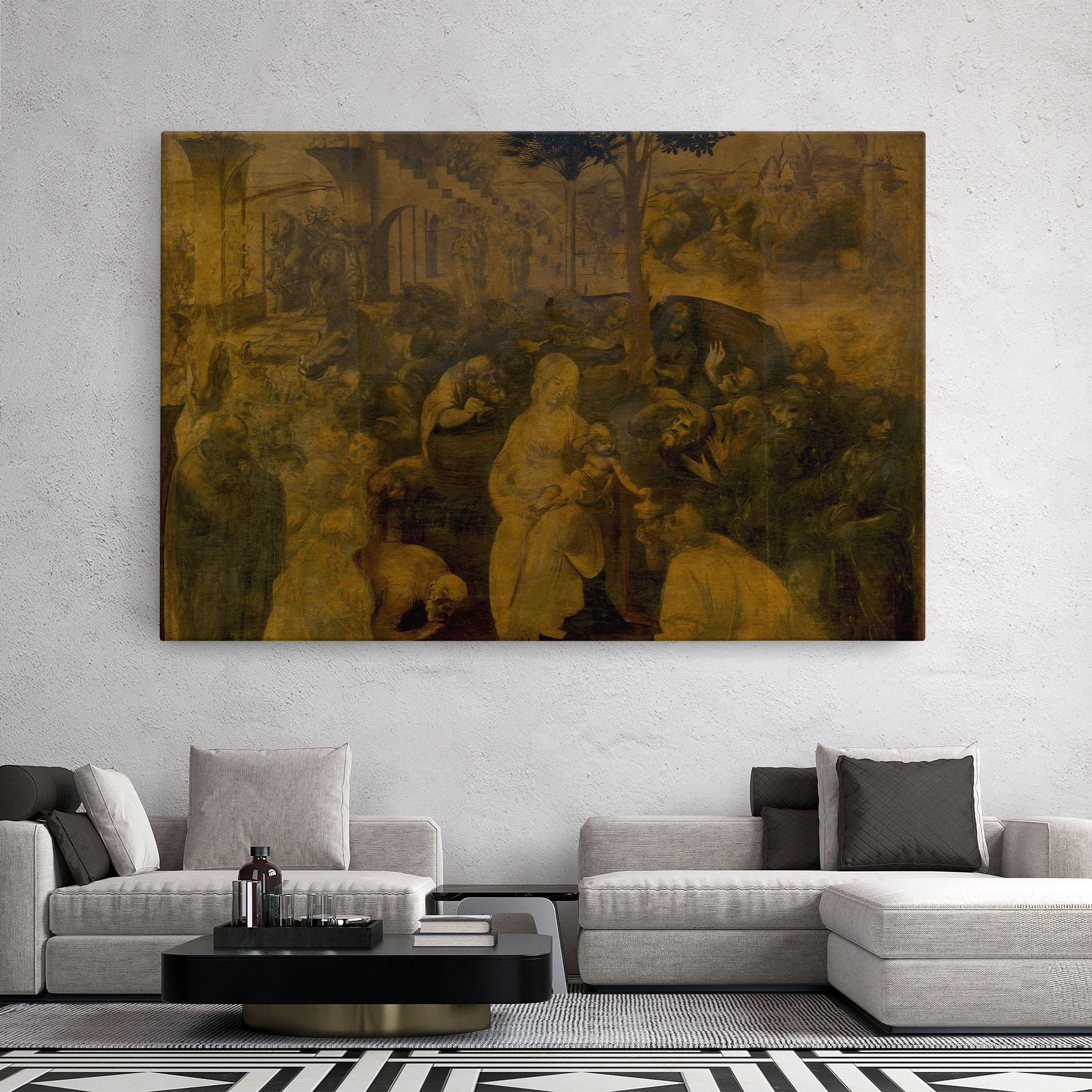 Tablou Canvas Leonardo Da Vinci Adorazione Dei Magi mockup 2