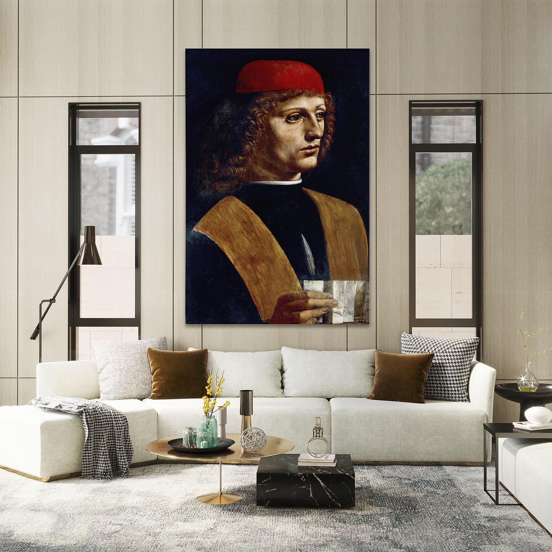 Tablou Canvas Leonardo Da Vinci's The Portrait Of A Musician mockup 2